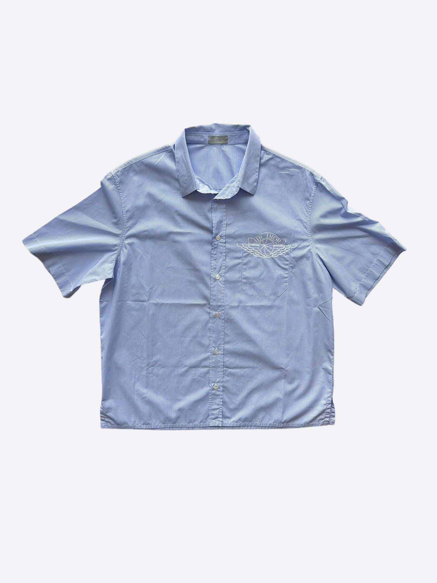 Dior Air Jordan Blue & White Striped Embroidered shirt