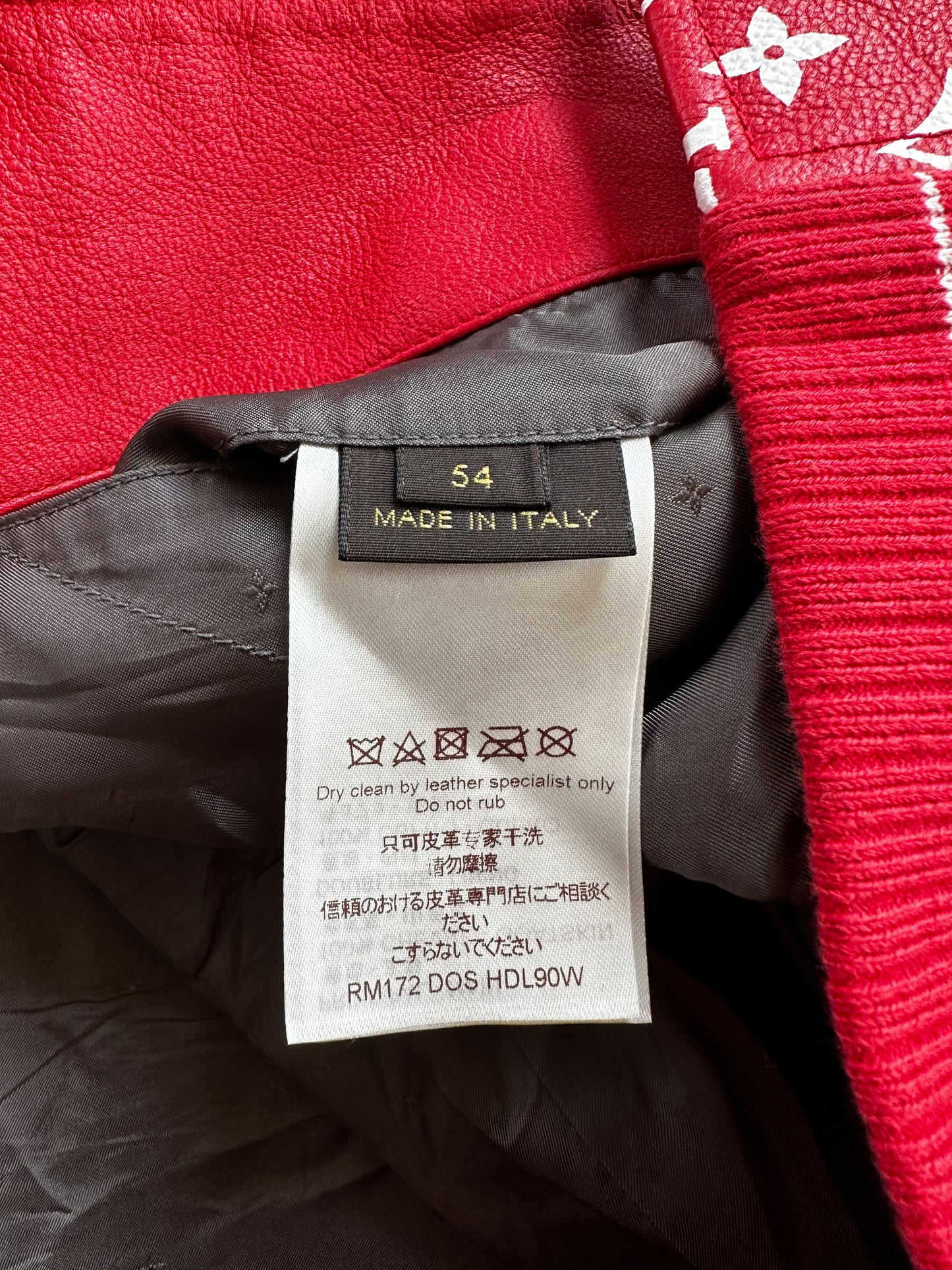 Louis Vuitton Supreme Red & White Monogram Varsity Jacket