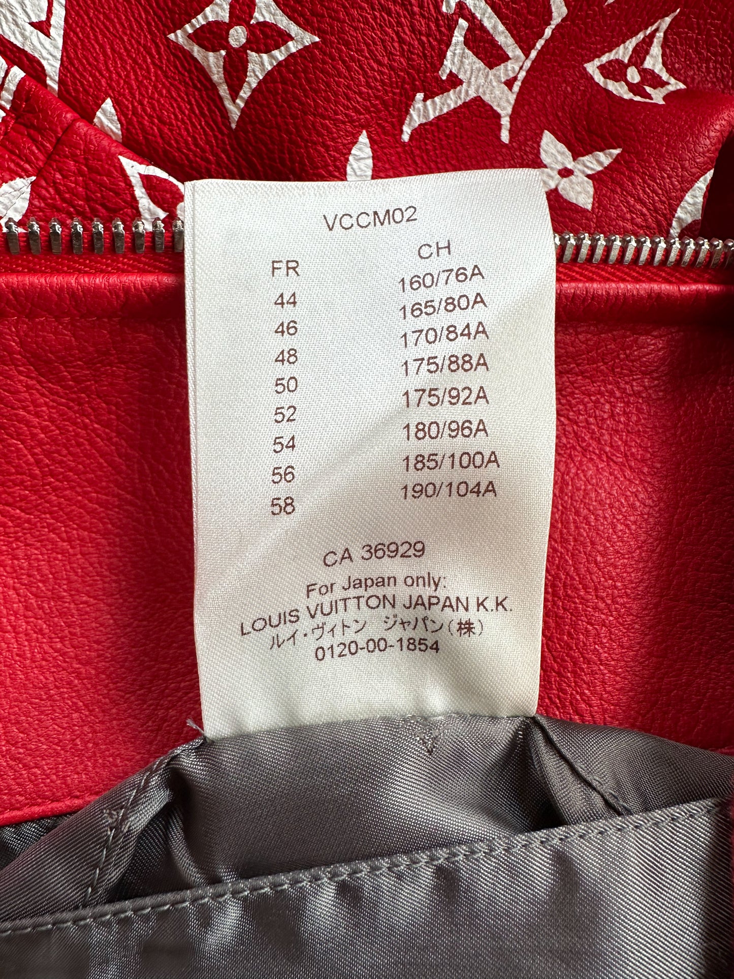Louis Vuitton Supreme Red & White Monogram Varsity Jacket