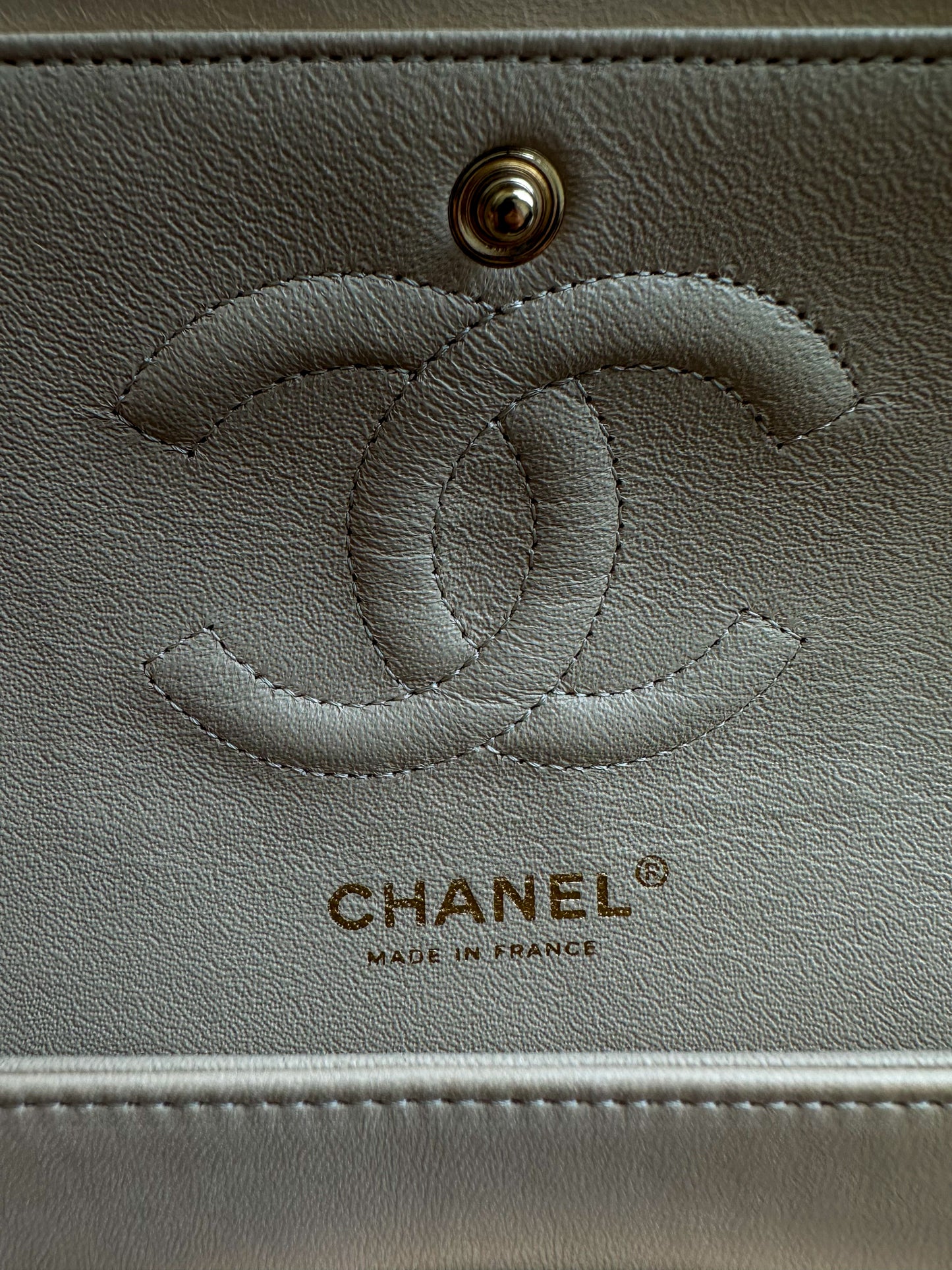 Chanel Beige Quilted Lambskin Medium Double Flap Bag