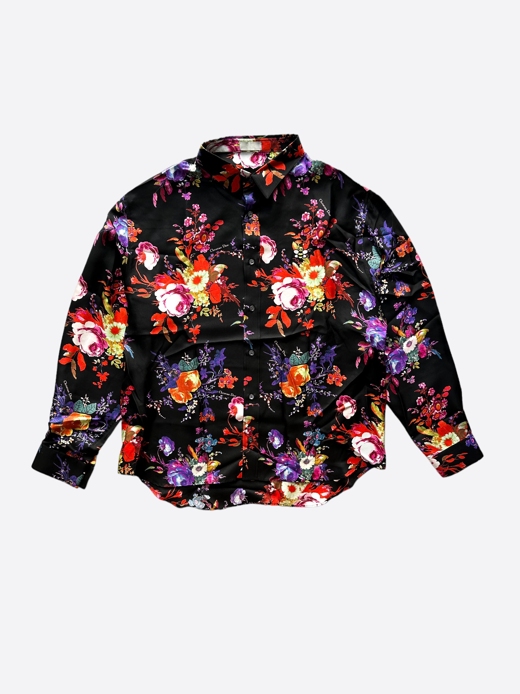 Dior Kaws Floral Print Silk Button Up Shirt – Savonches