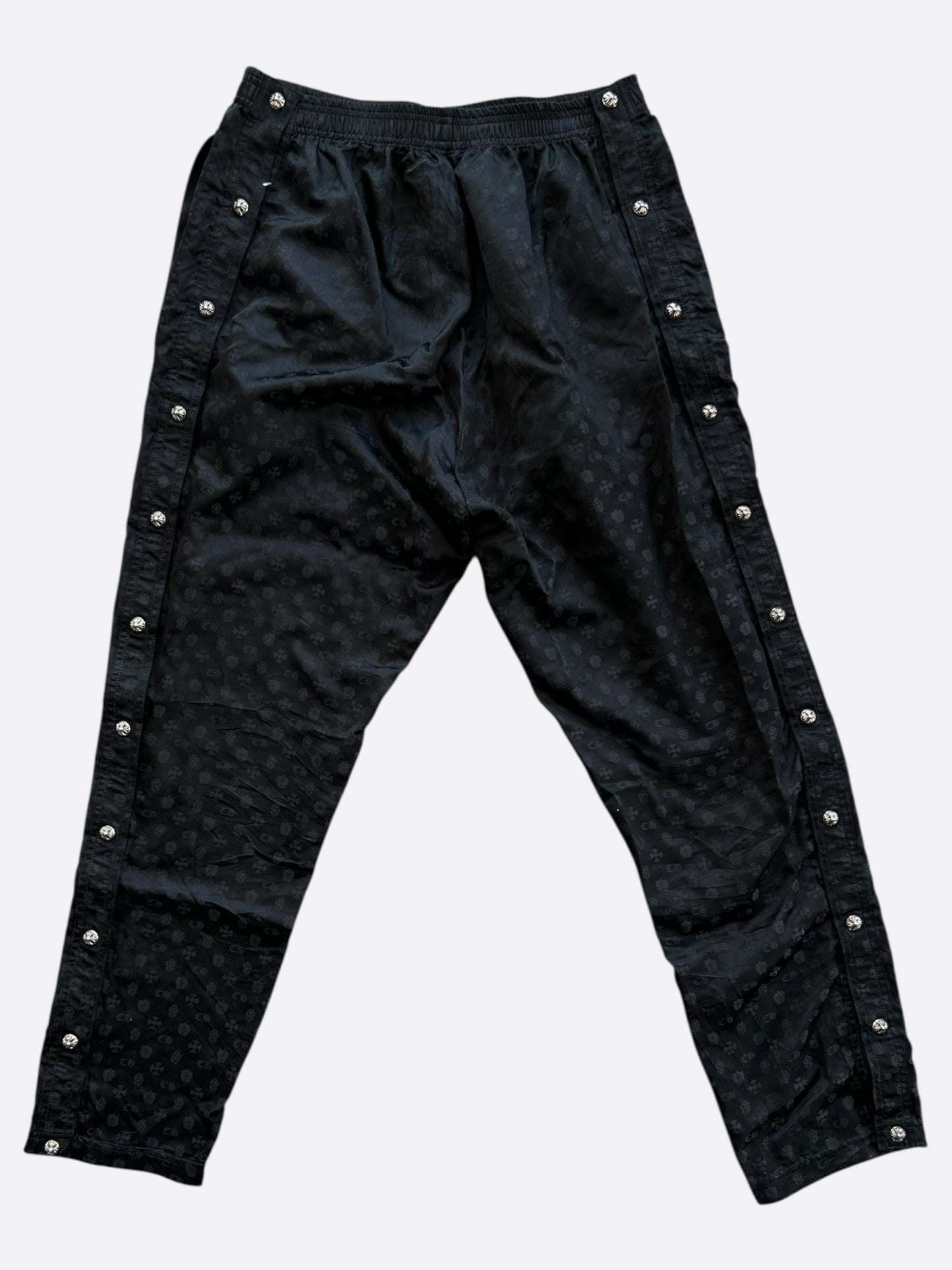 Chrome Hearts Black & White Silk Monogram Tearaway Trackpants