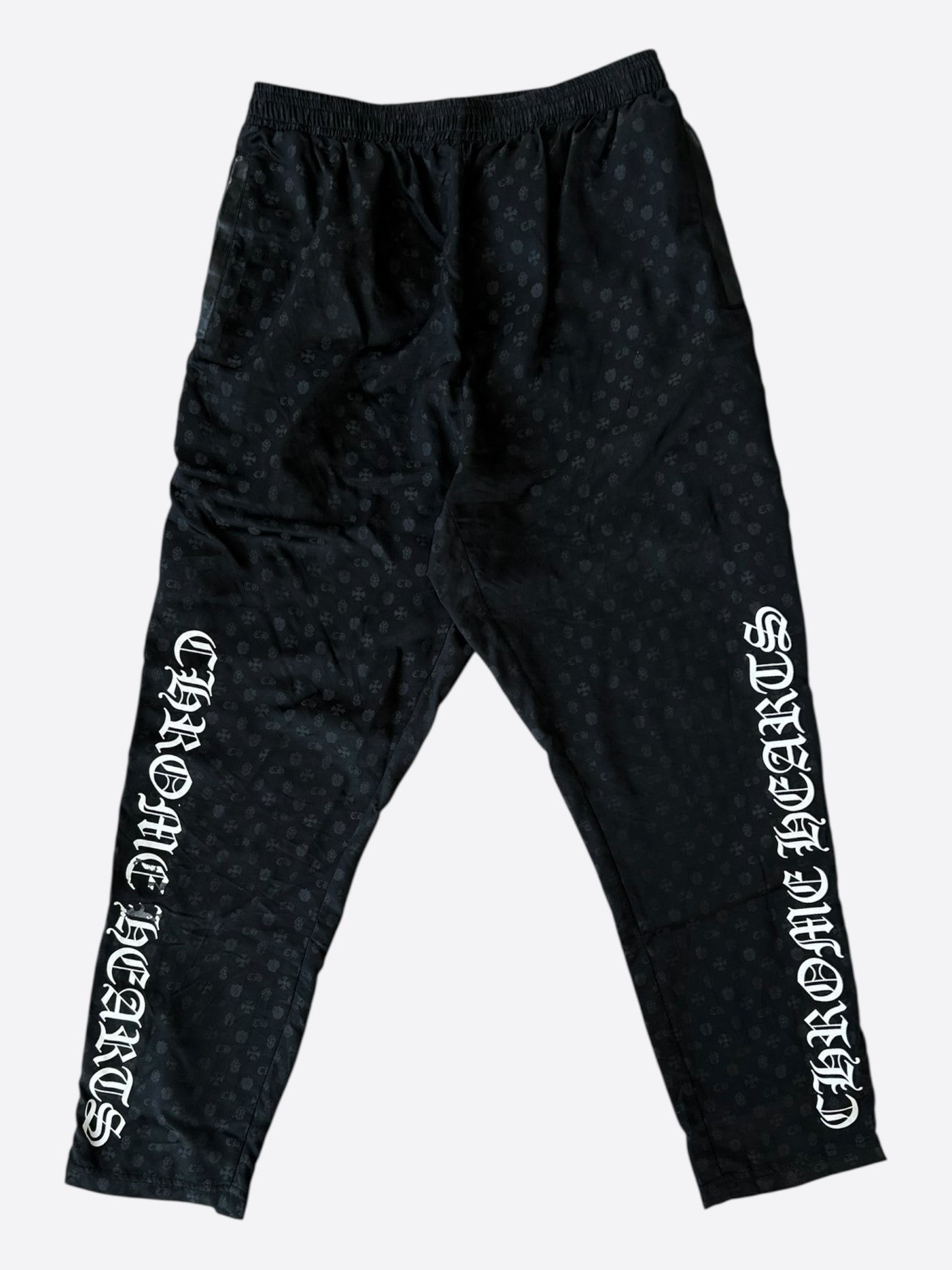 Chrome Hearts Black & White Silk Monogram Tearaway Trackpants