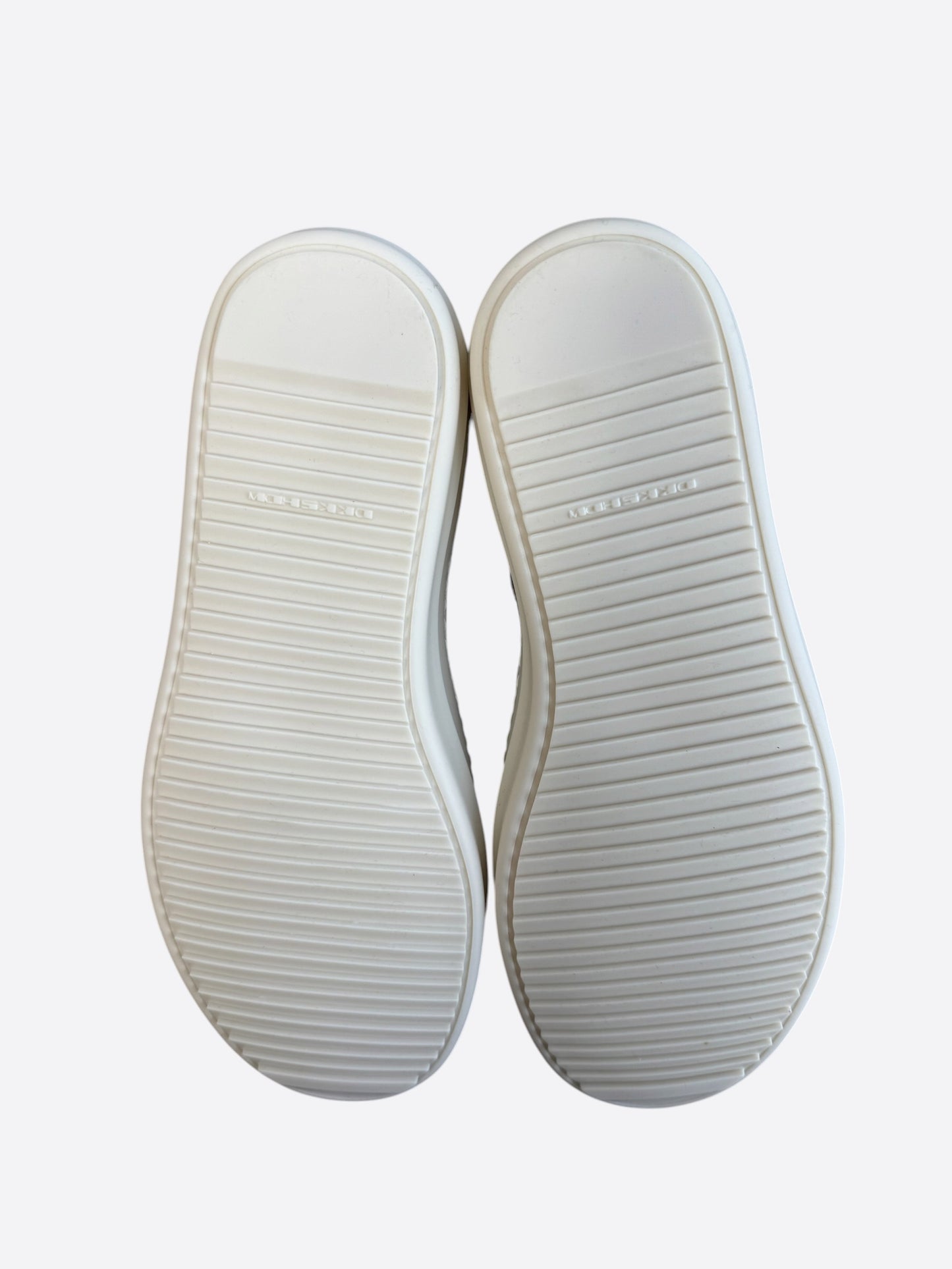 Rick Owens Beige & White Canvas High Top Sneakers