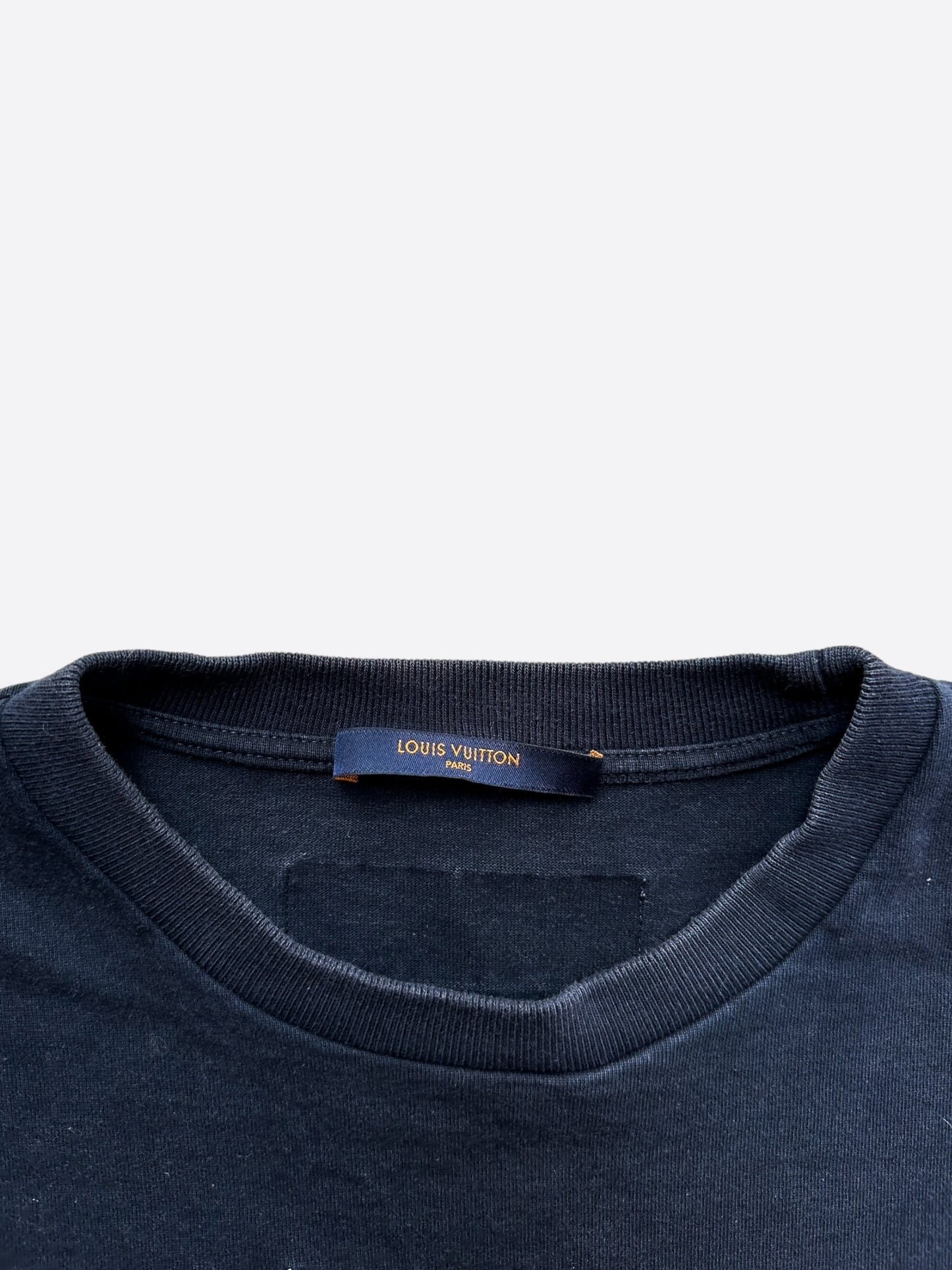 Louis Vuitton Navy & White Embroidered Flowers Logo T-Shirt