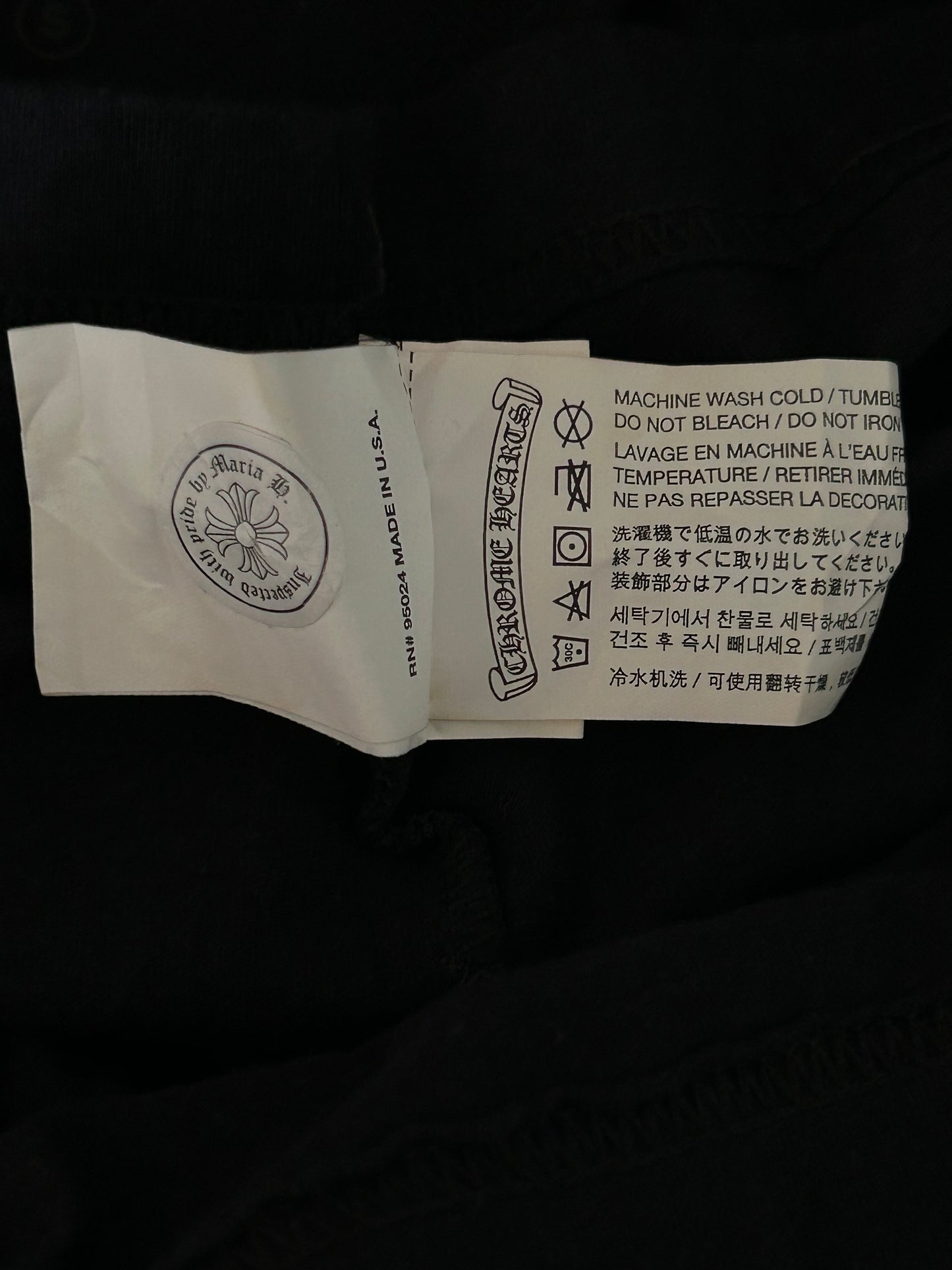 Chrome Hearts Black & White Vertical Dagger Logo T-Shirt