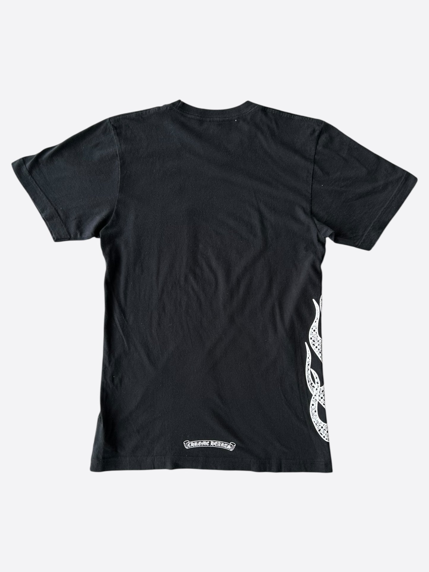 Chrome Hearts Black & White Flame Logo T-Shirt
