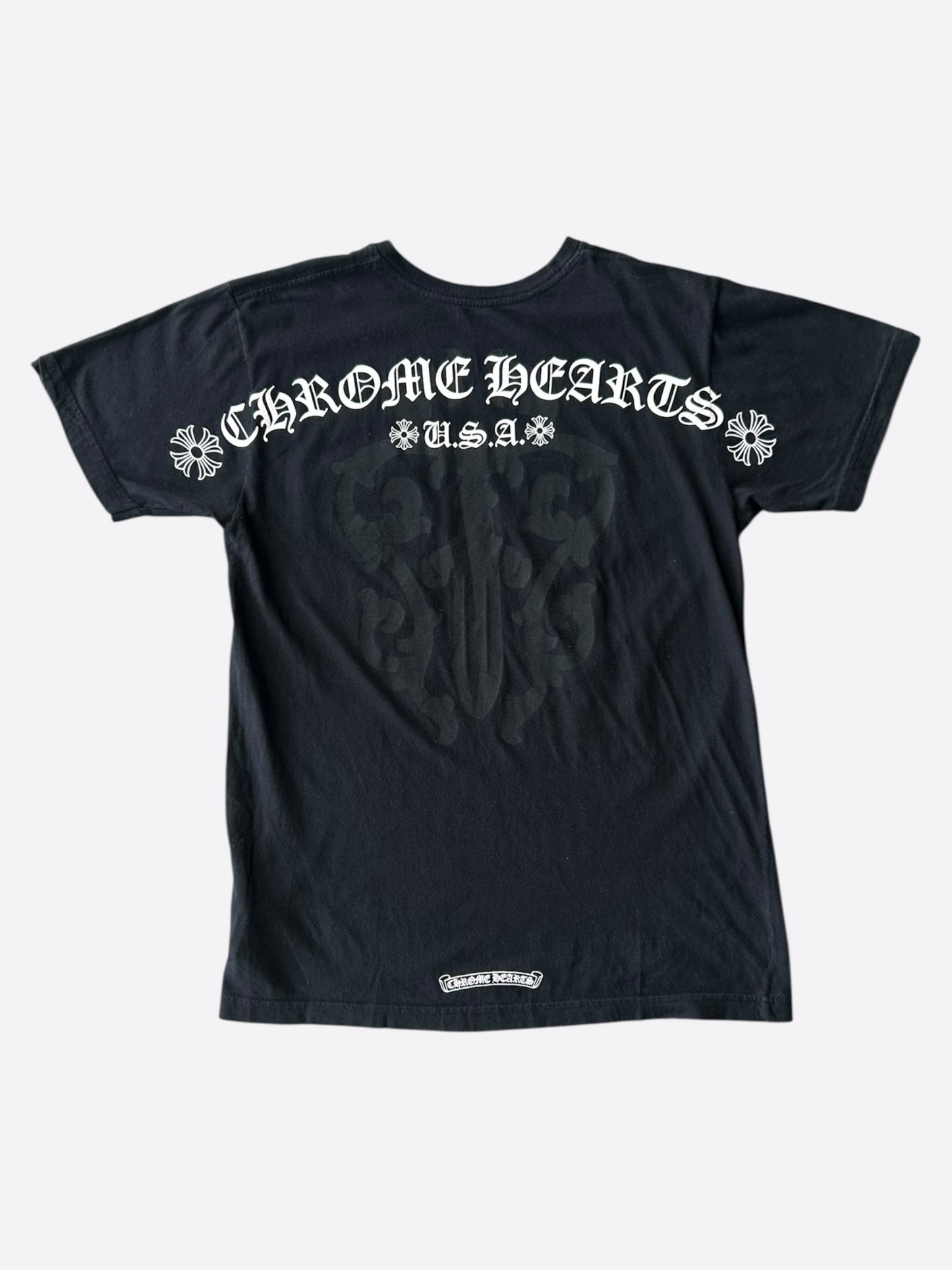 Chrome Hearts Black & White Dagger Logo T-Shirt