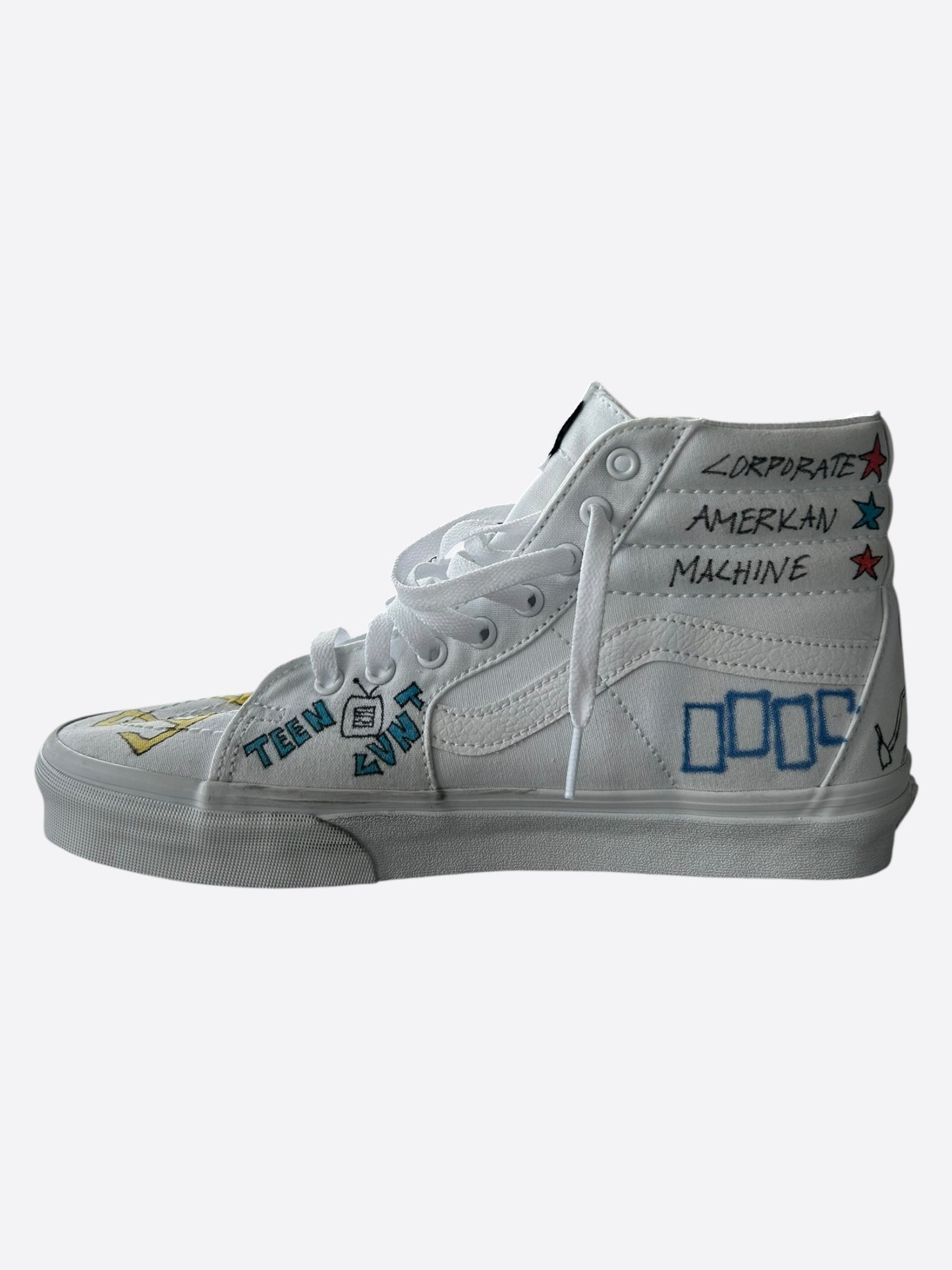 Enfants Riches Deprimes Vans White Hand Painted Sk8 Hi Sneakers