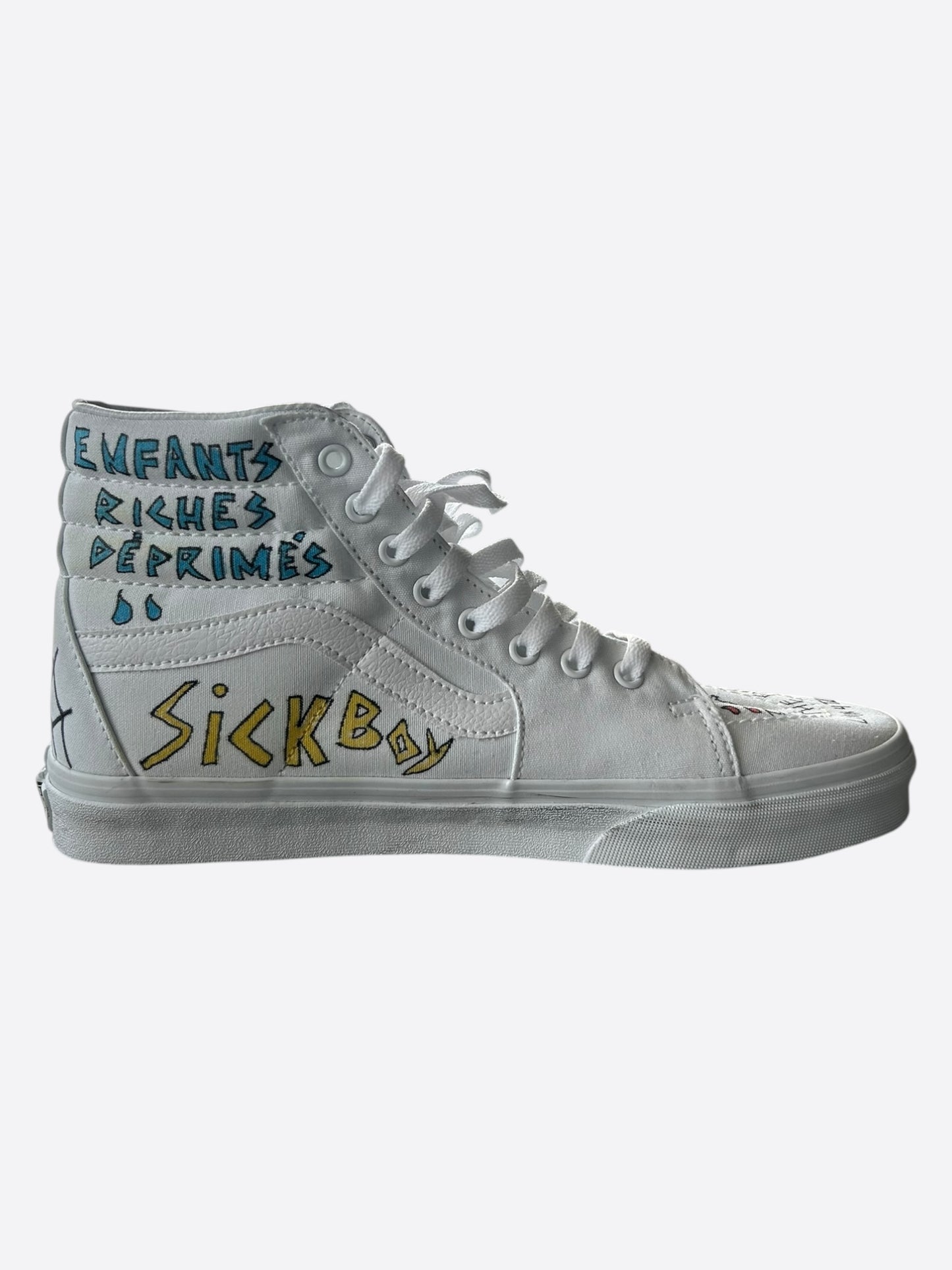 Enfants Riches Deprimes Vans White Hand Painted Sk8 Hi Sneakers