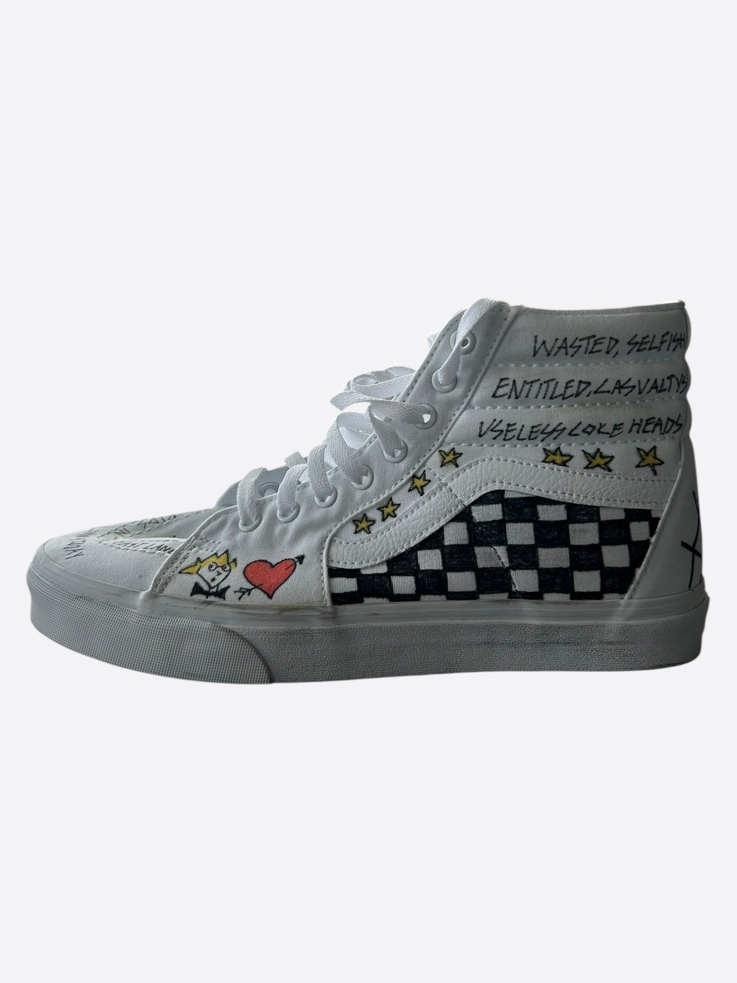 Enfants Riches Deprimes Vans White Hand Painted Sk8 Hi Sneakers
