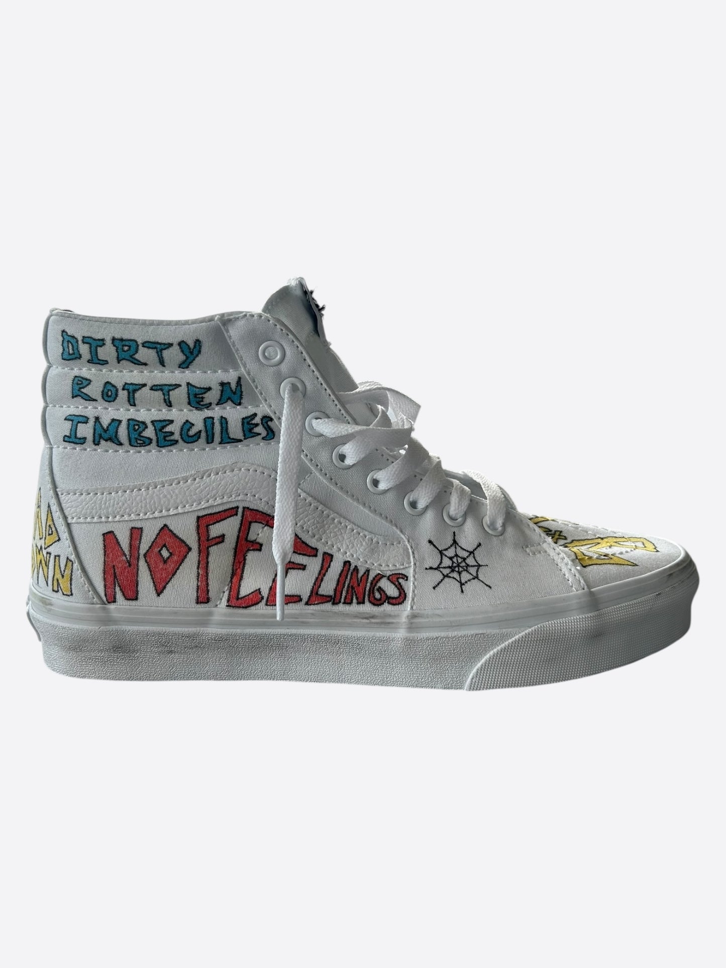 Enfants Riches Deprimes Vans White Hand Painted Sk8 Hi Sneakers