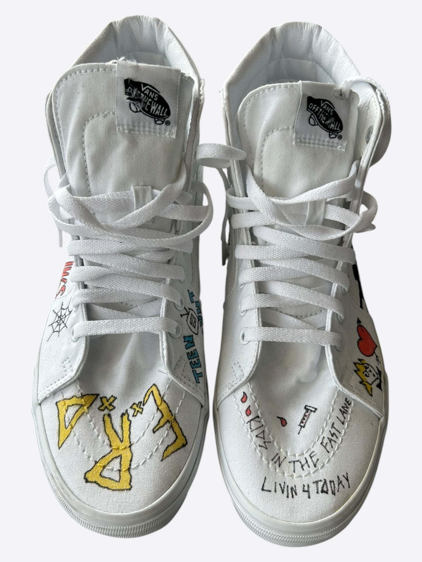 Enfants Riches Deprimes Vans White Hand Painted Sk8 Hi Sneakers