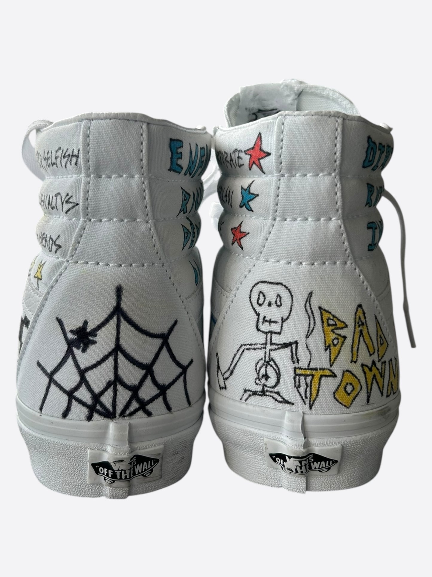 Enfants Riches Deprimes Vans White Hand Painted Sk8 Hi Sneakers