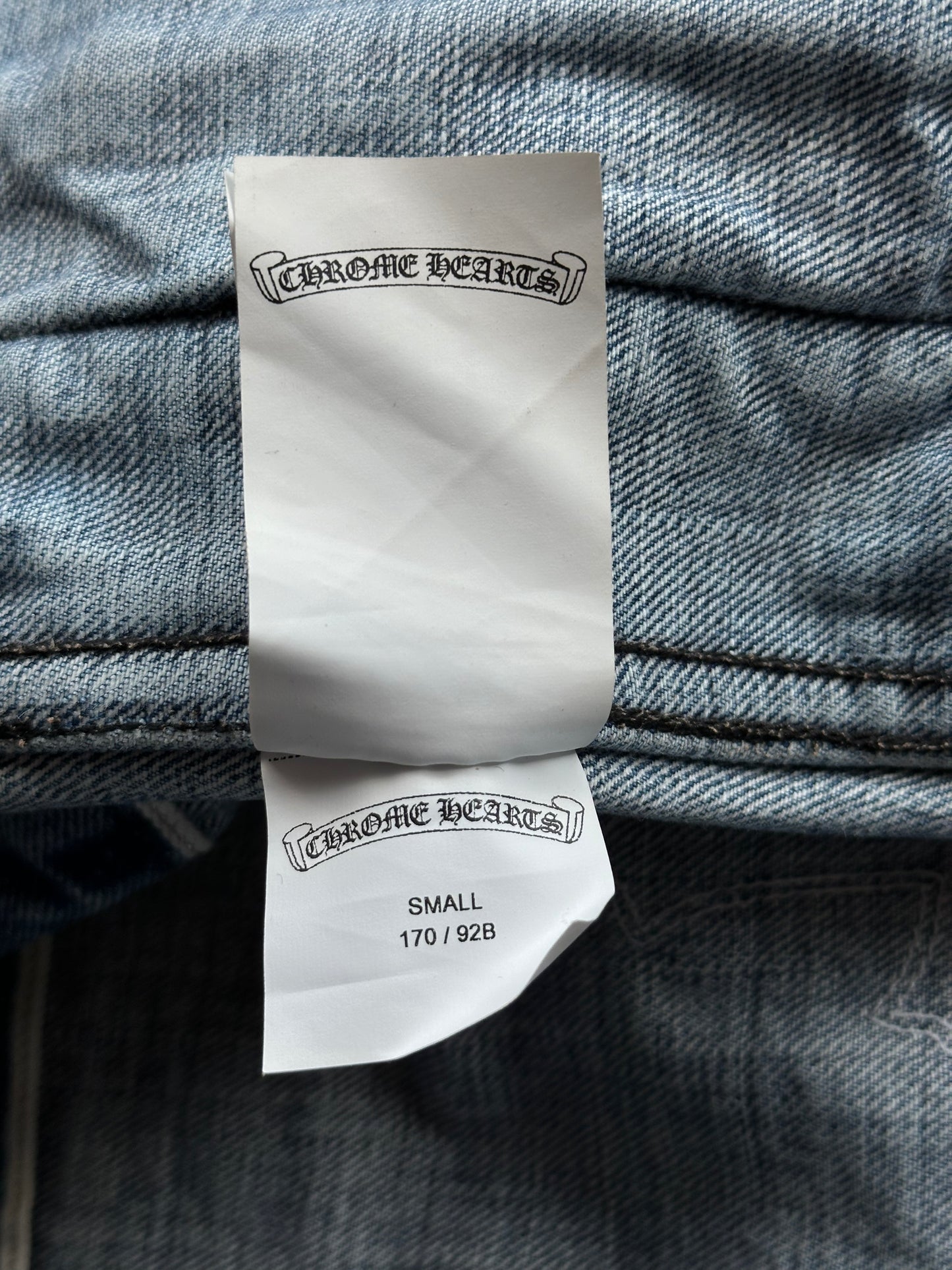 Chrome Hearts Levis Blue & Multicolor Cross Patch Denim Sherpa Jacket