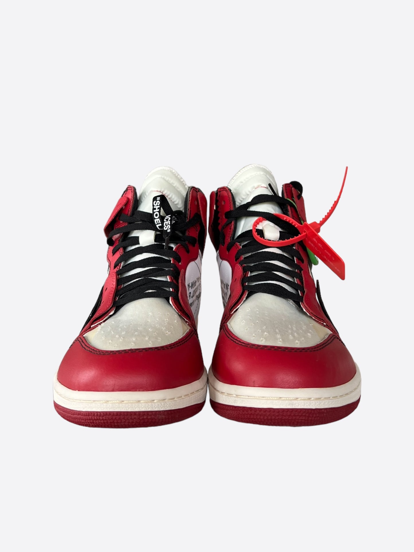 Nike Off-White Red Chicago Jordan 1 Hightop Sneakers