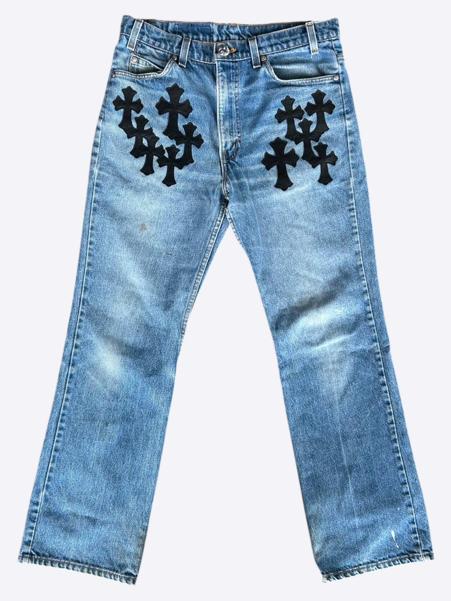 Chrome Hearts Levis Blue & Black Cross Patch Jeans