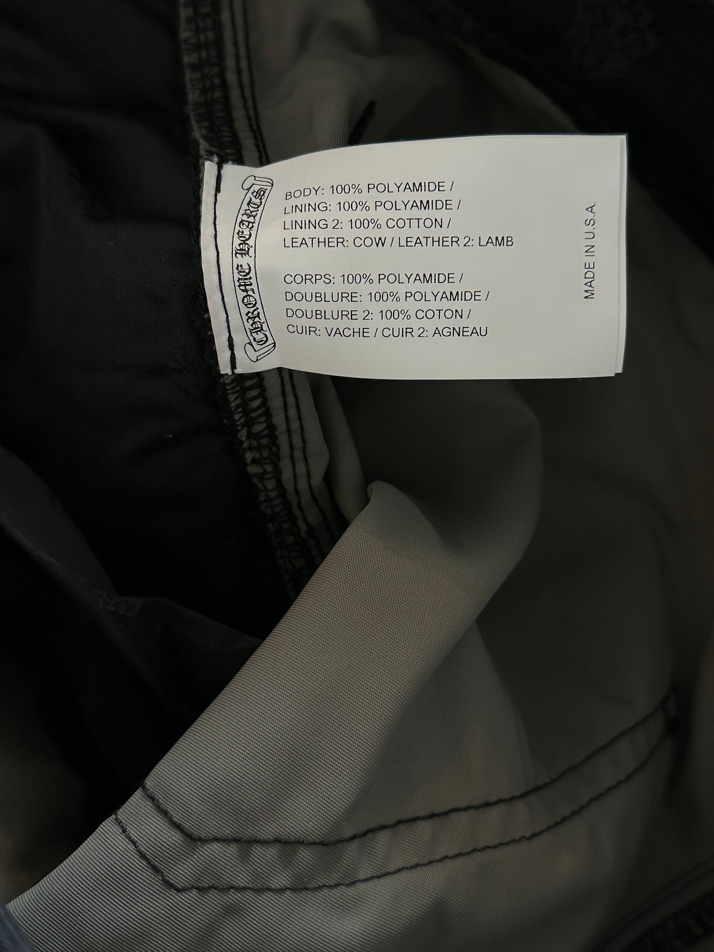 Chrome Hearts Black Nylon & Leather Carpenter Pants