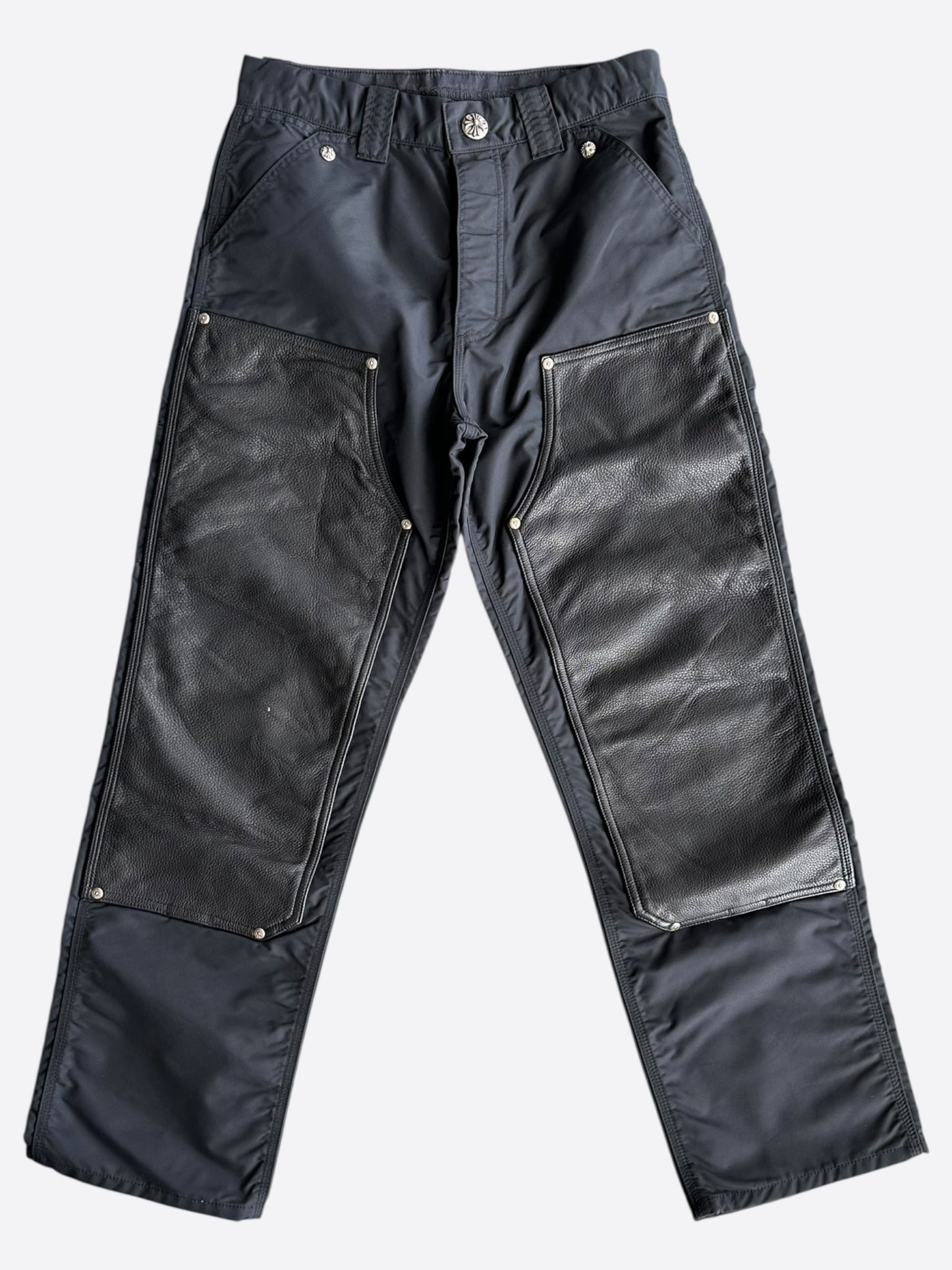 Chrome Hearts Black Nylon & Leather Carpenter Pants