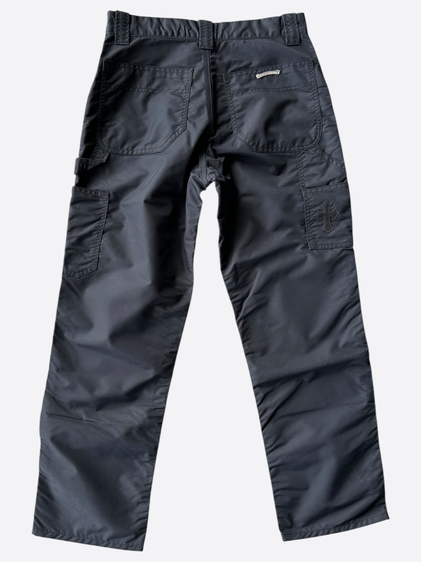 Chrome Hearts Black Nylon & Leather Carpenter Pants