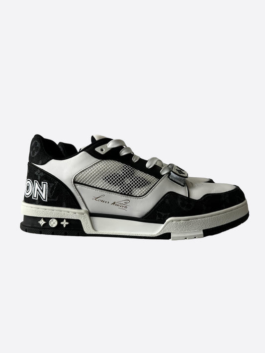 Louis Vuitton Black & White Denim Monogram Mesh Trainer