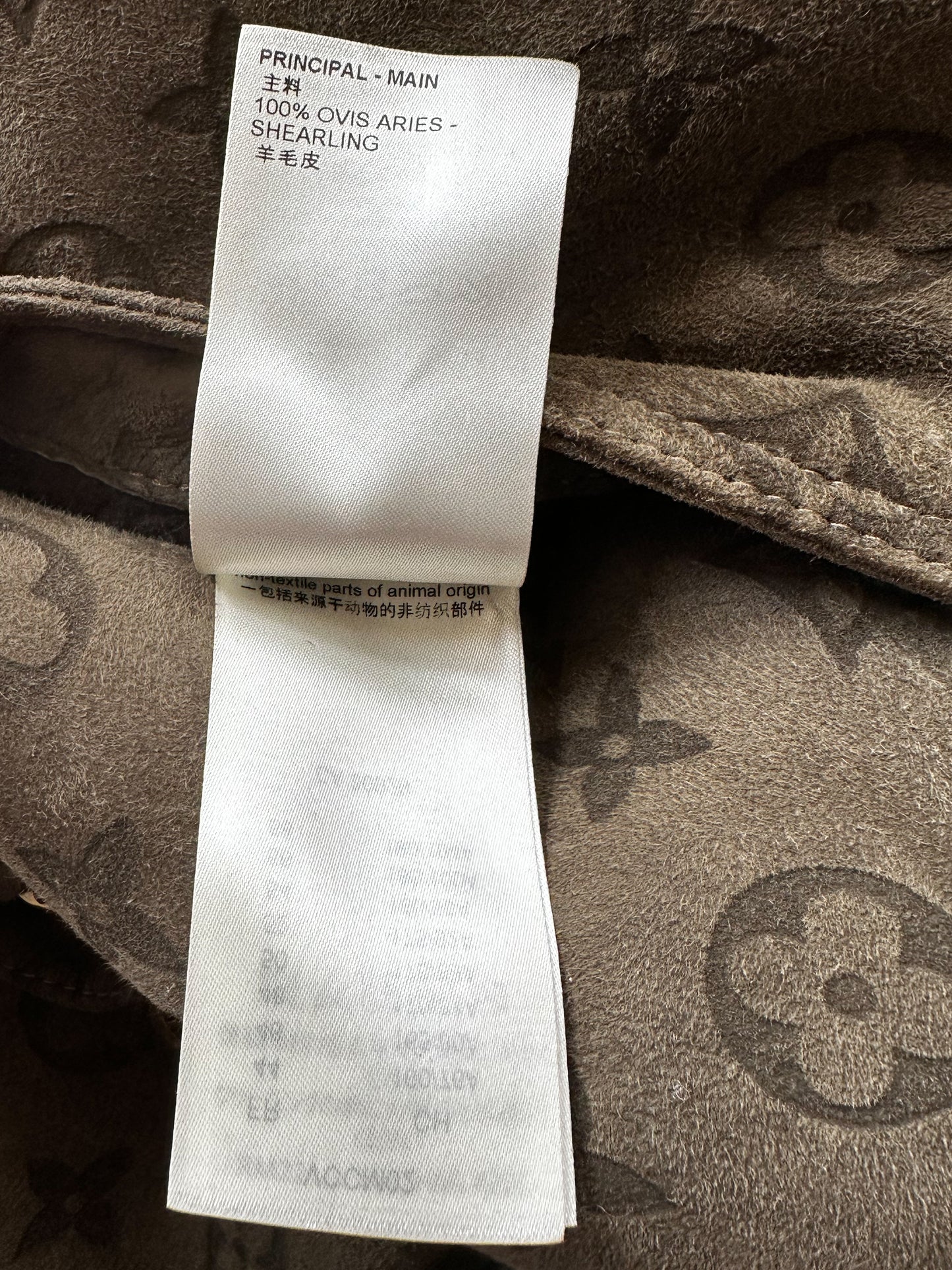 Louis Vuitton Olive Monogram Shearling Jacket
