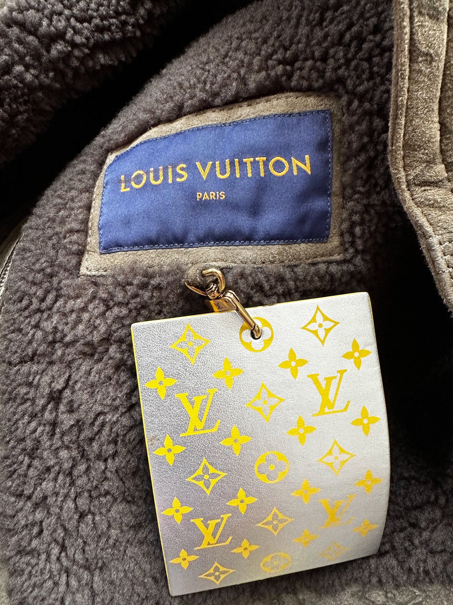 Louis Vuitton Olive Monogram Shearling Jacket