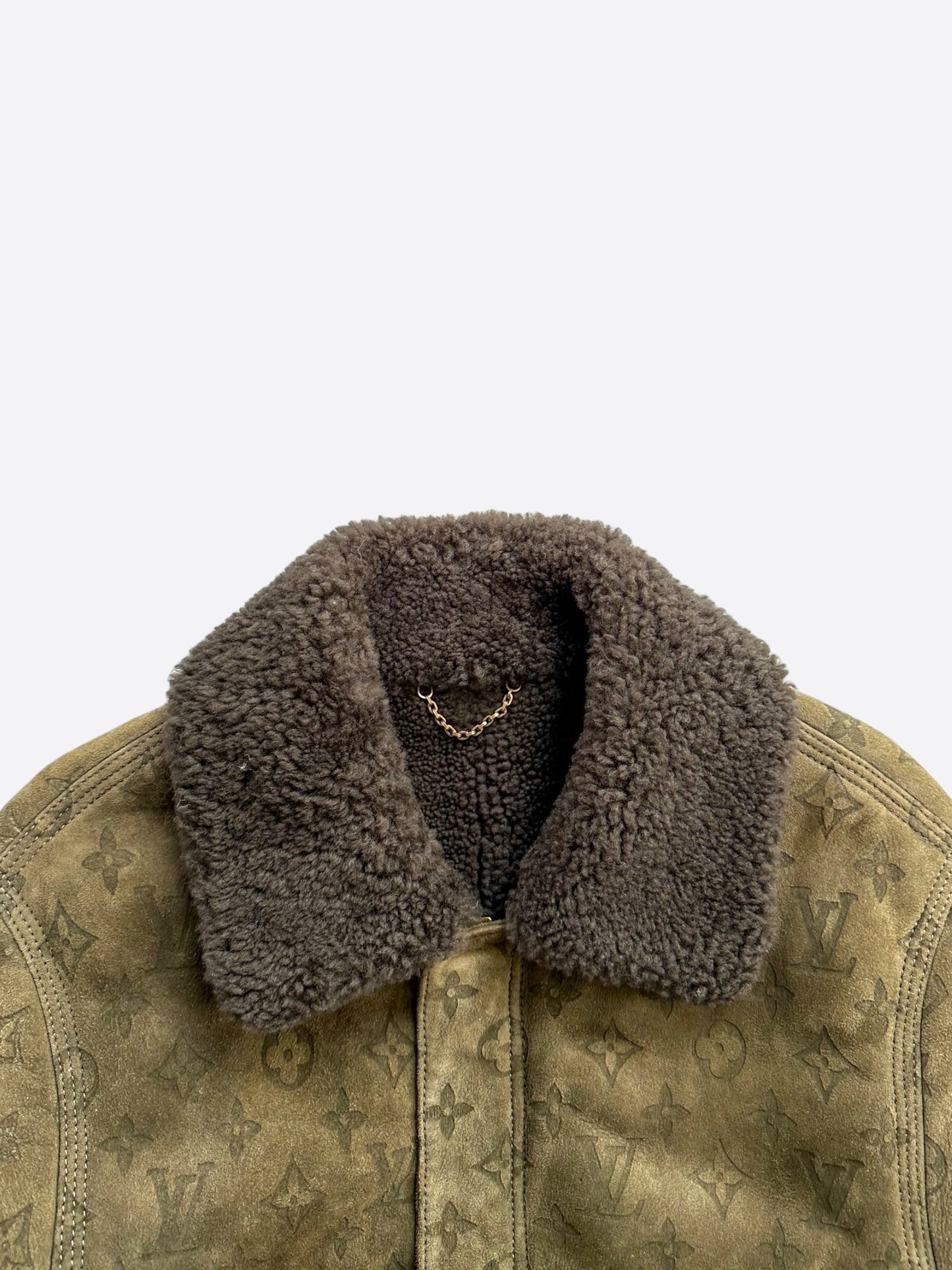 Louis Vuitton Olive Monogram Shearling Jacket