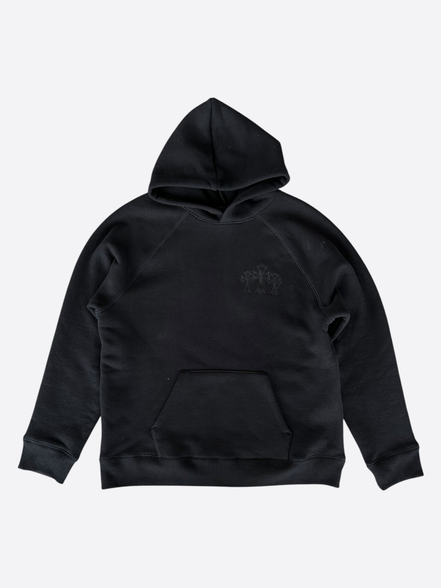 Chrome Hearts Black Triple Cross CH Logo Embroidered Hoodie