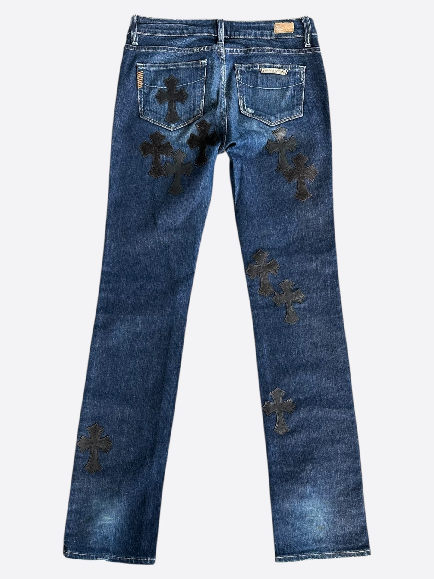 Chrome Hearts Blue & Black Cross Patch Jeans