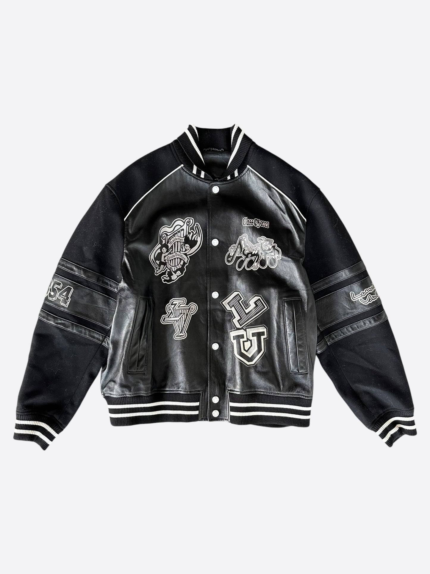 Louis Vuitton Black Leather Varsity Jacket