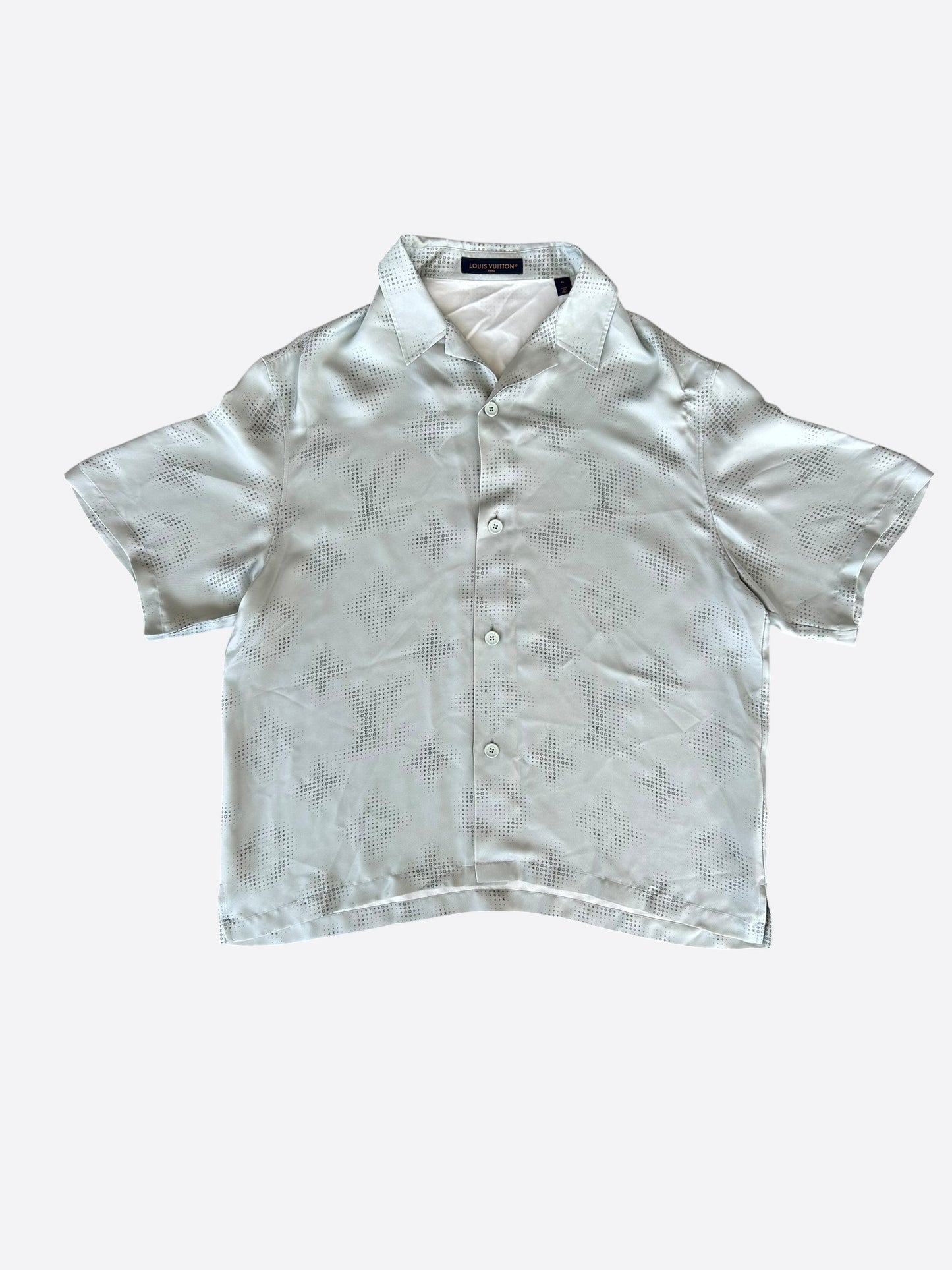 Louis Vuitton Grey LV Pixel Monogram Silk Button Up Shirt