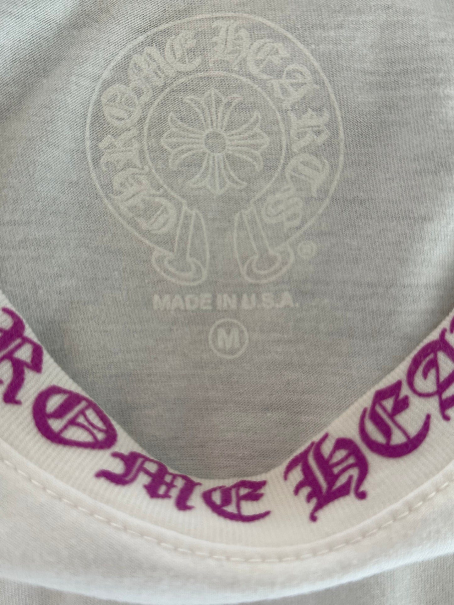 Chrome Hearts White & Purple Neck Logo T-Shirt