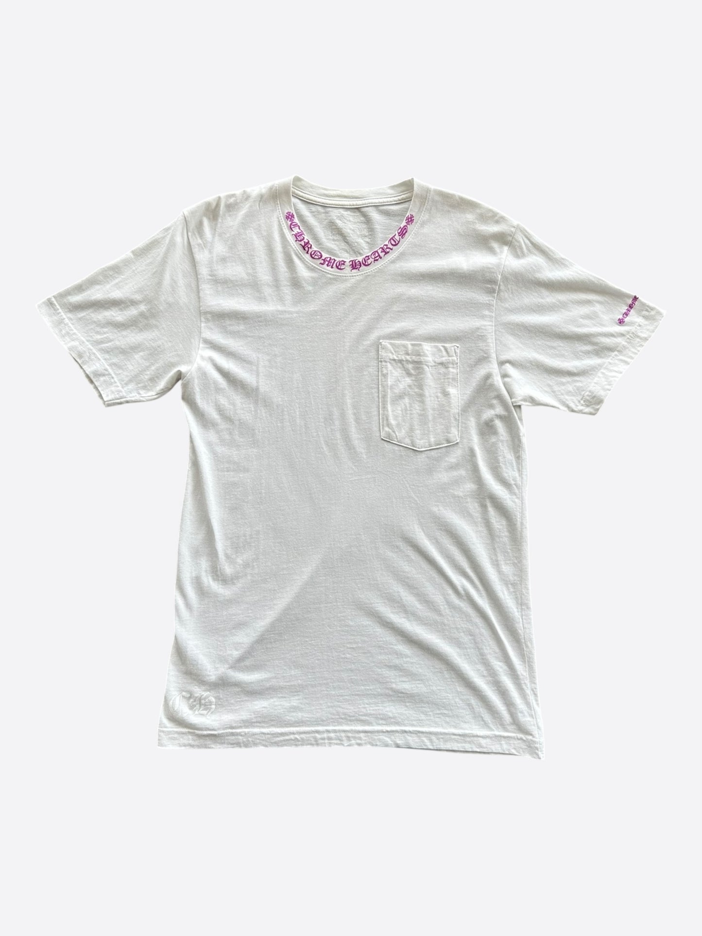 Chrome Hearts White & Purple Neck Logo T-Shirt