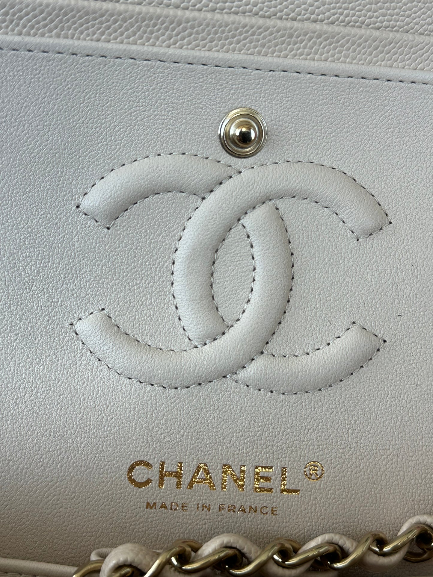 Chanel Beige Quilted Caviar Small Flap Bag