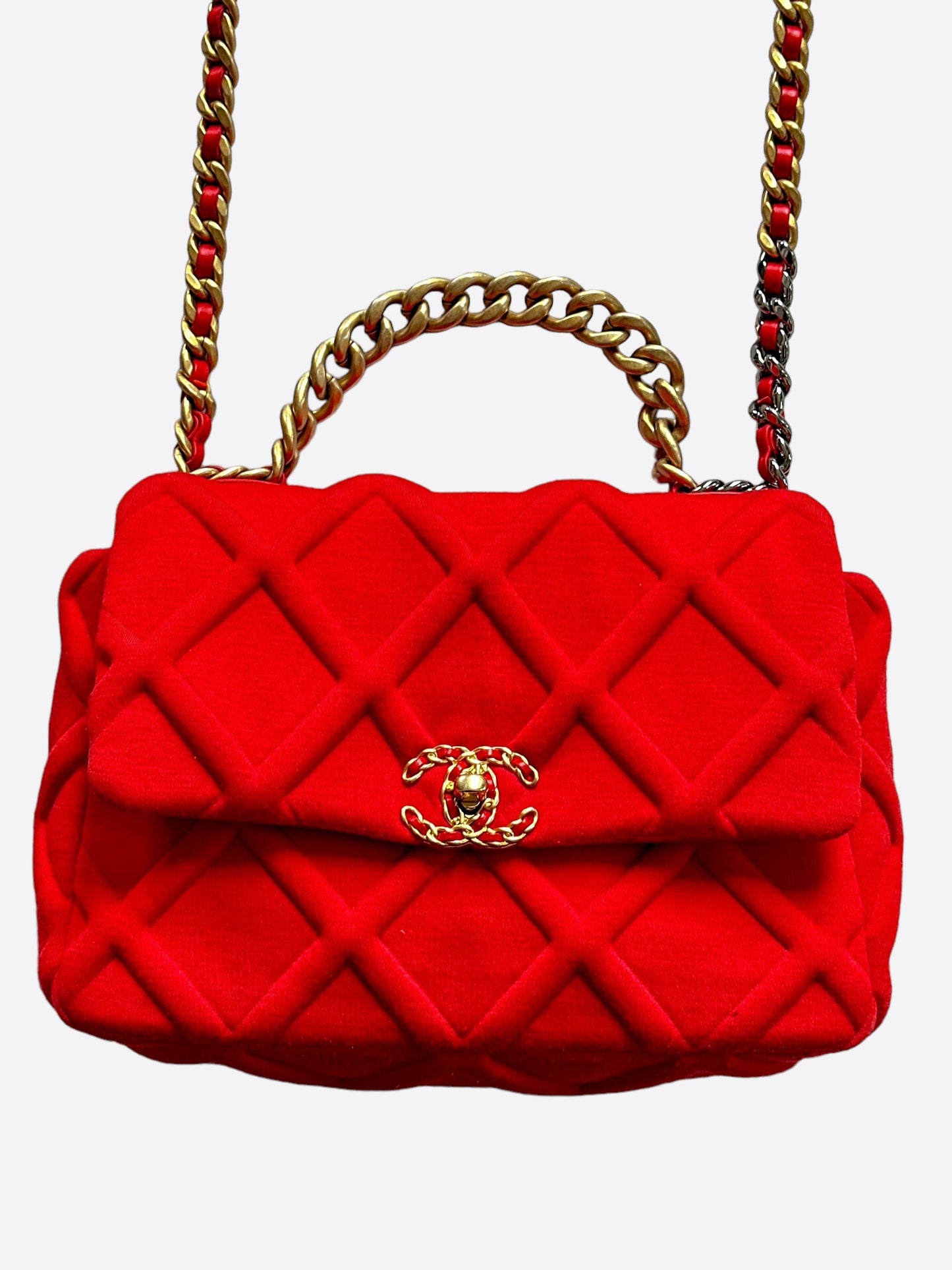 Chanel Red Large Jersey Maxi 19 Flap Bag
