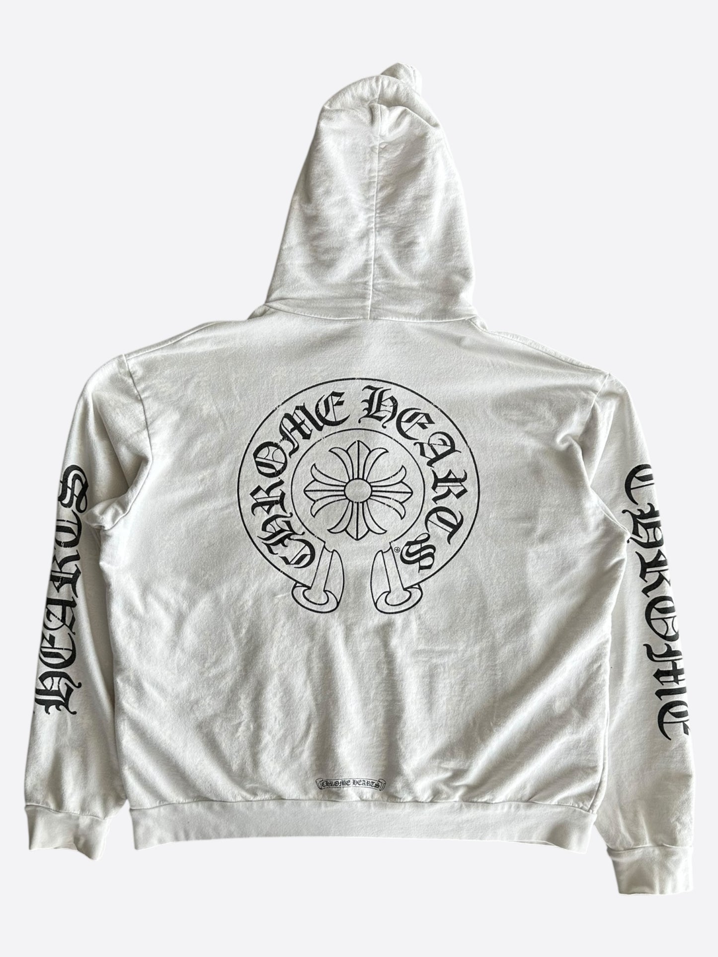 Chrome Hearts White & Black Cross Jacquard Horseshoe Logo Hoodie