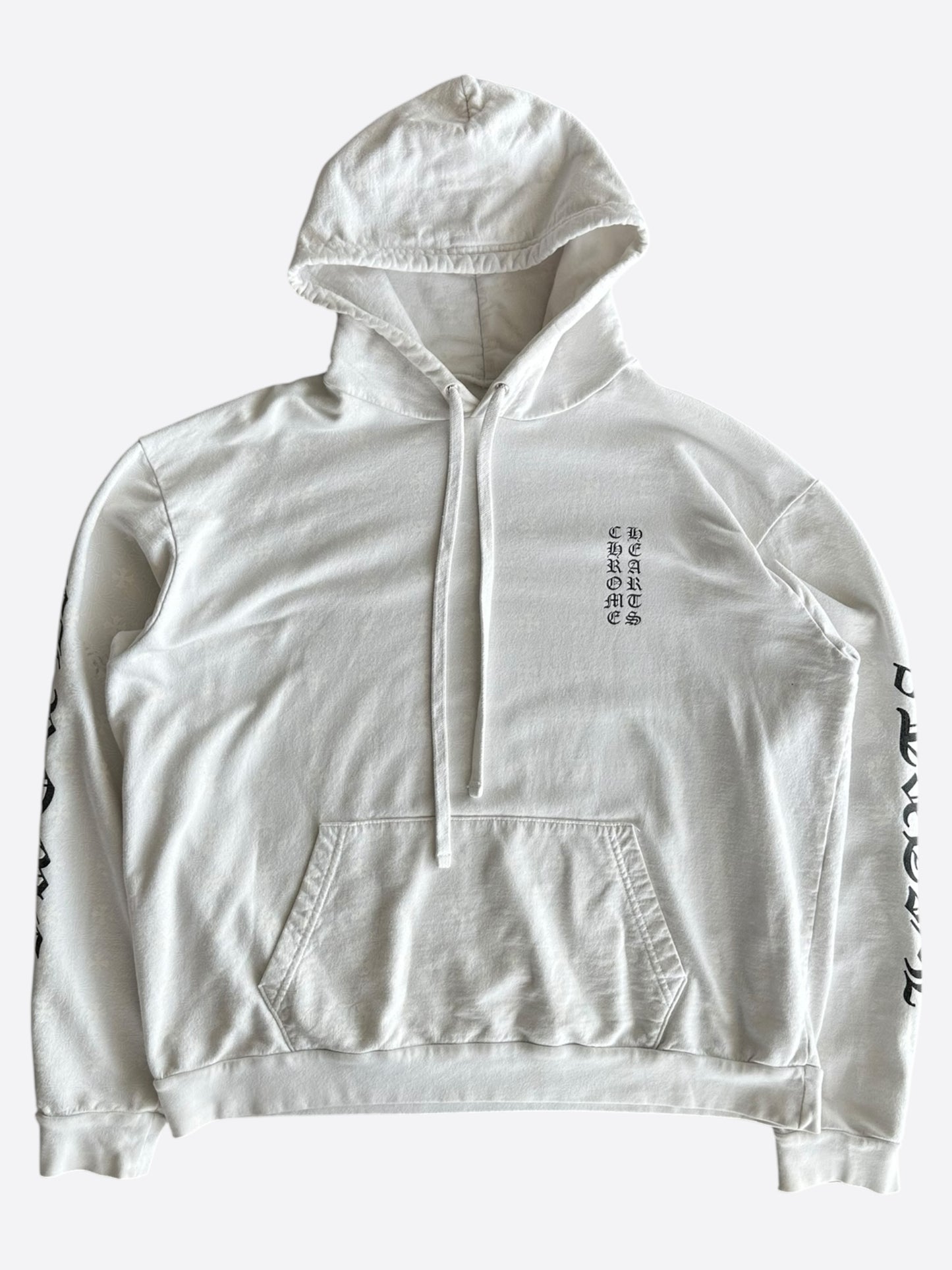 Chrome Hearts White & Black Cross Jacquard Horseshoe Logo Hoodie