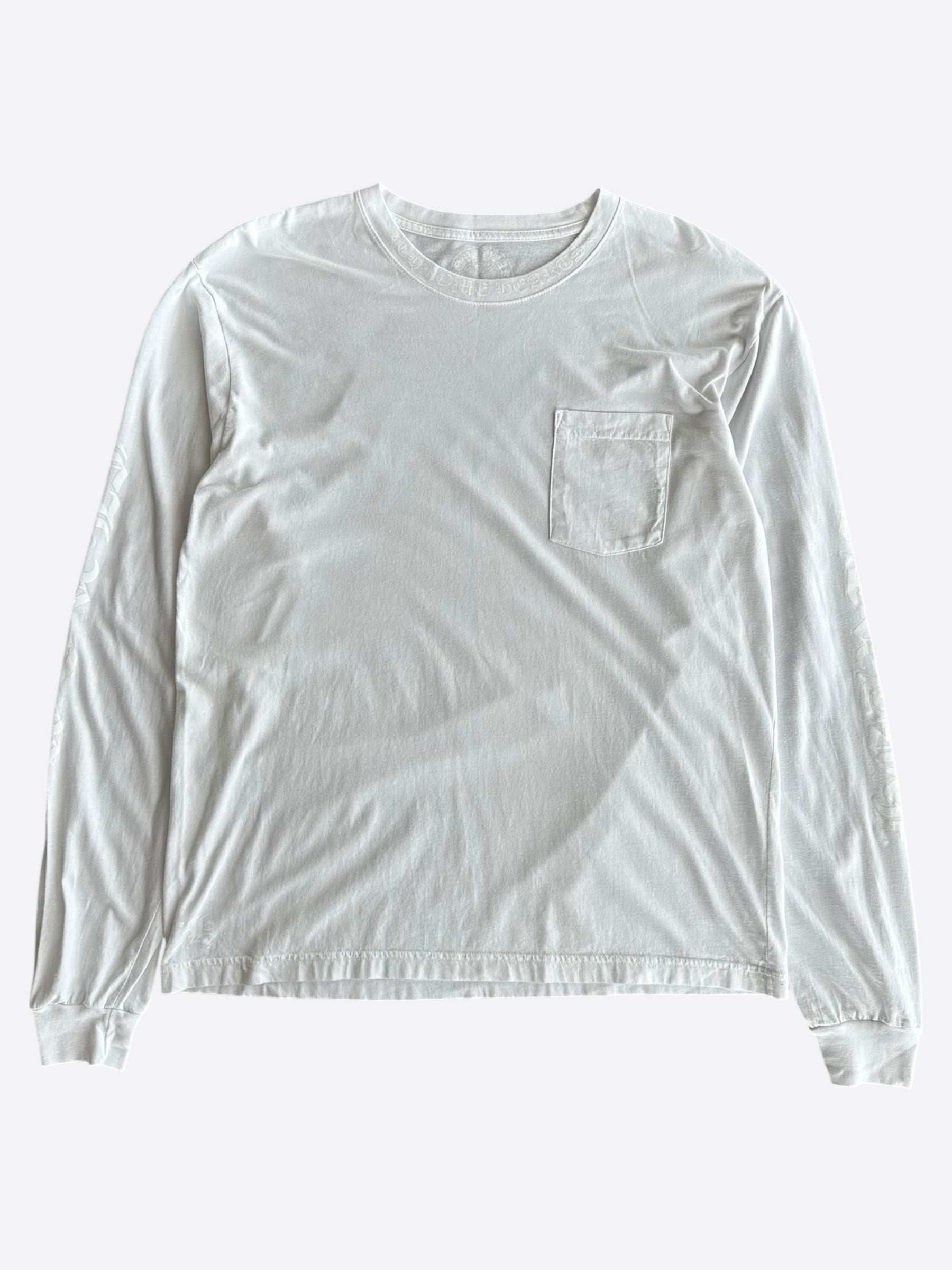 Chrome Hearts White Neck Logo Longsleeve T-Shirt – Savonches