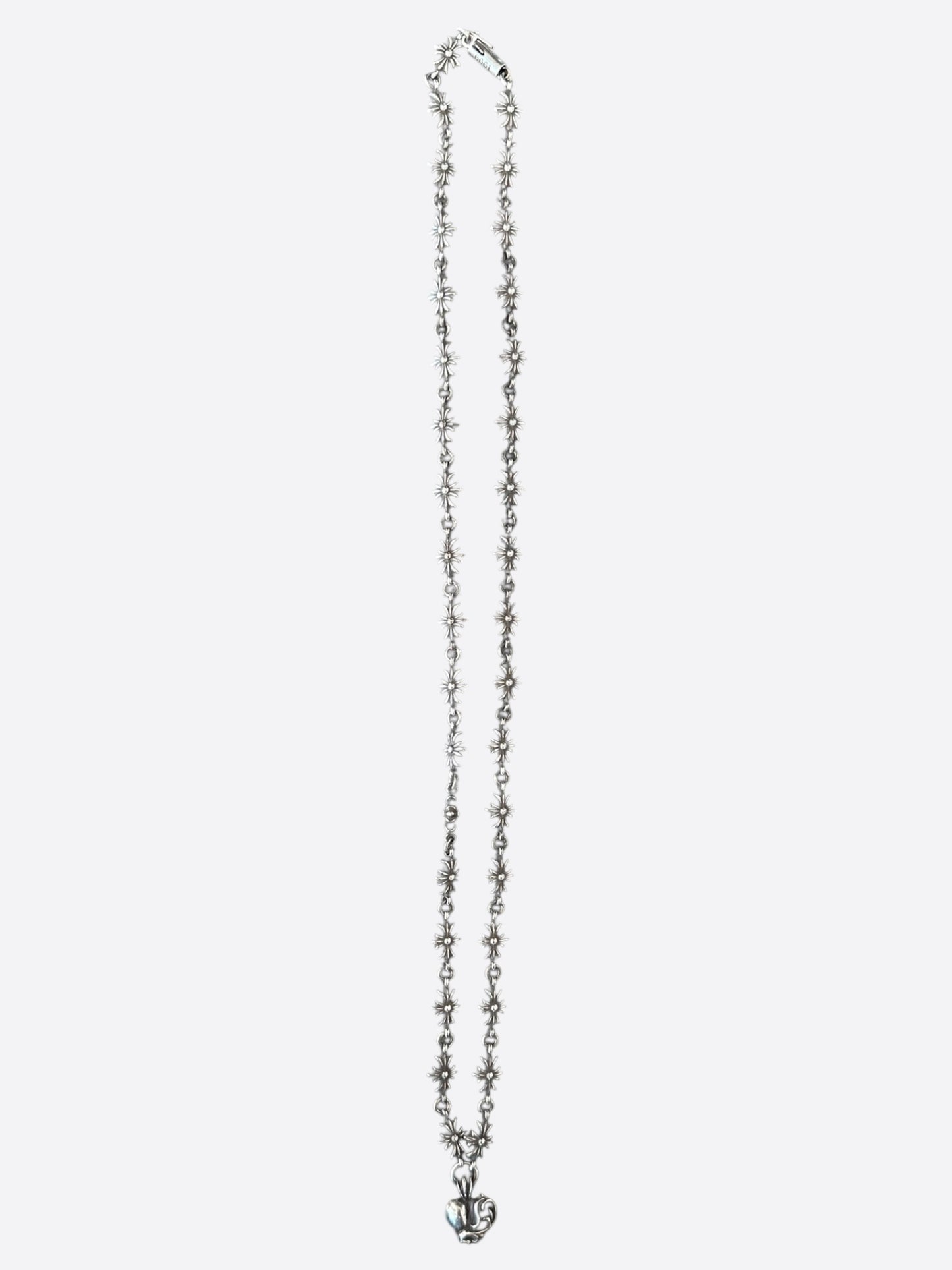 Chrome Hearts Silver Tiny E Heart Necklace