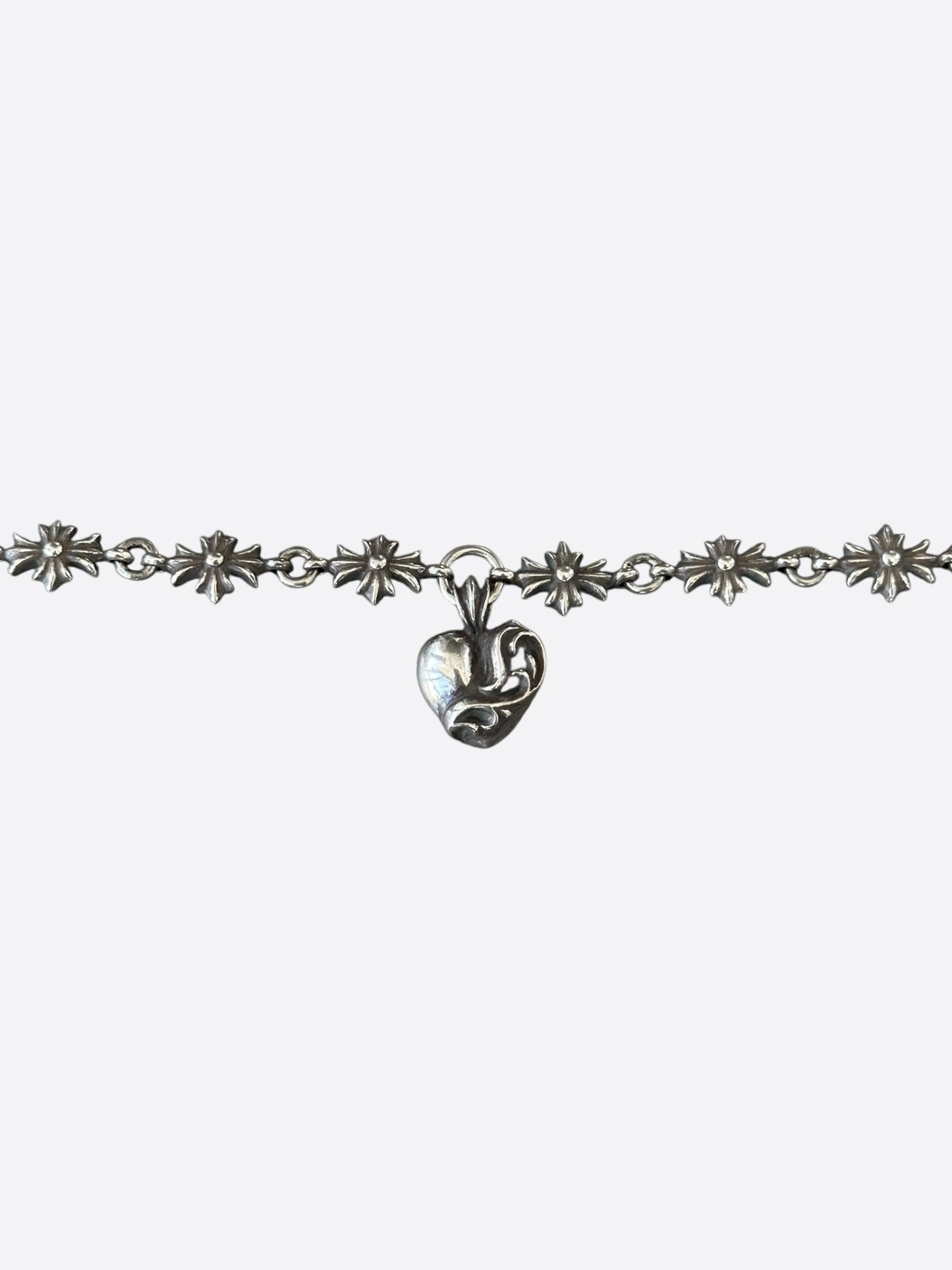 Chrome Hearts Silver Tiny E Heart Necklace