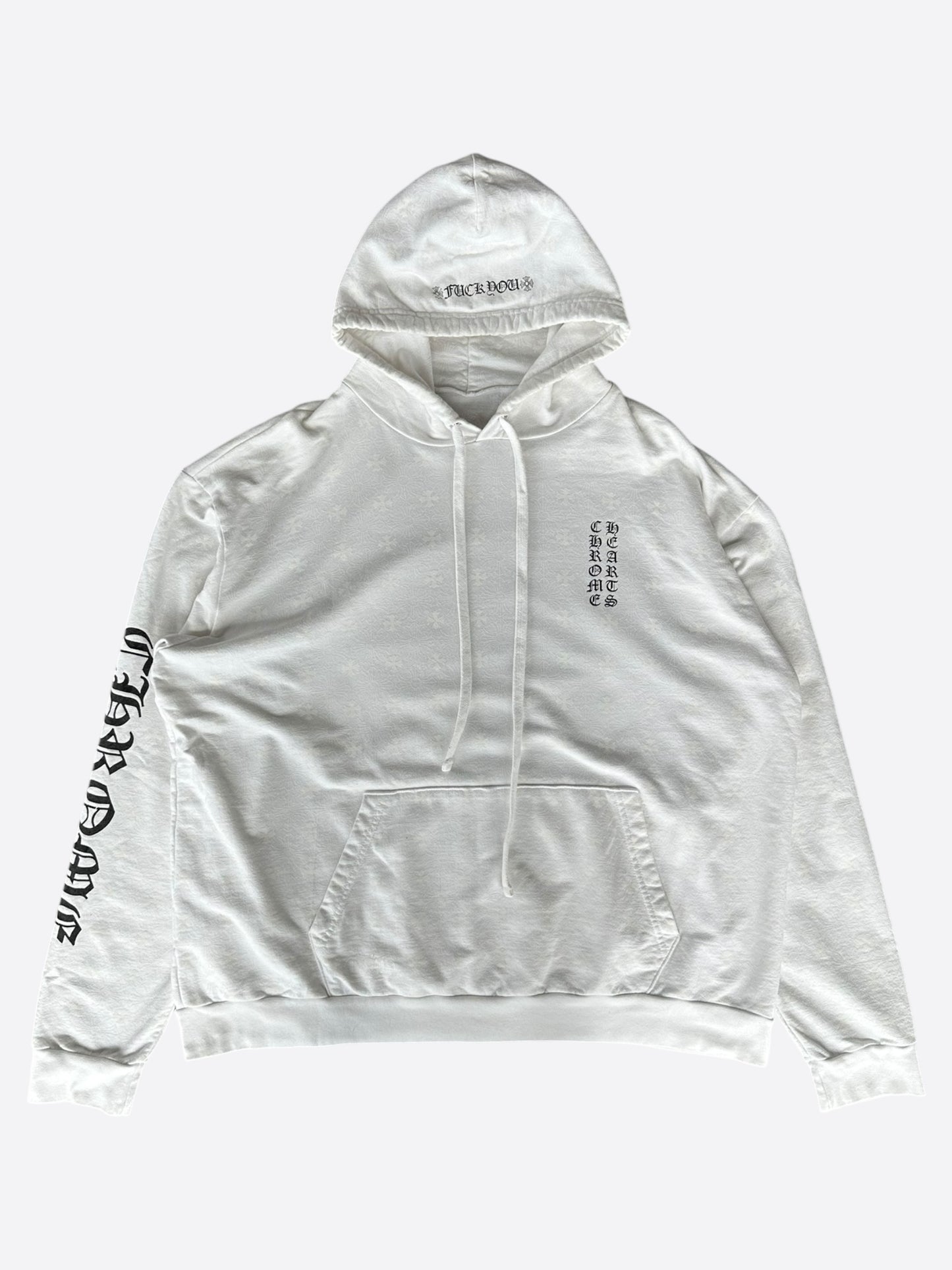 Chrome Hearts White & Black Cross Jacquard Horseshoe Logo Hoodie