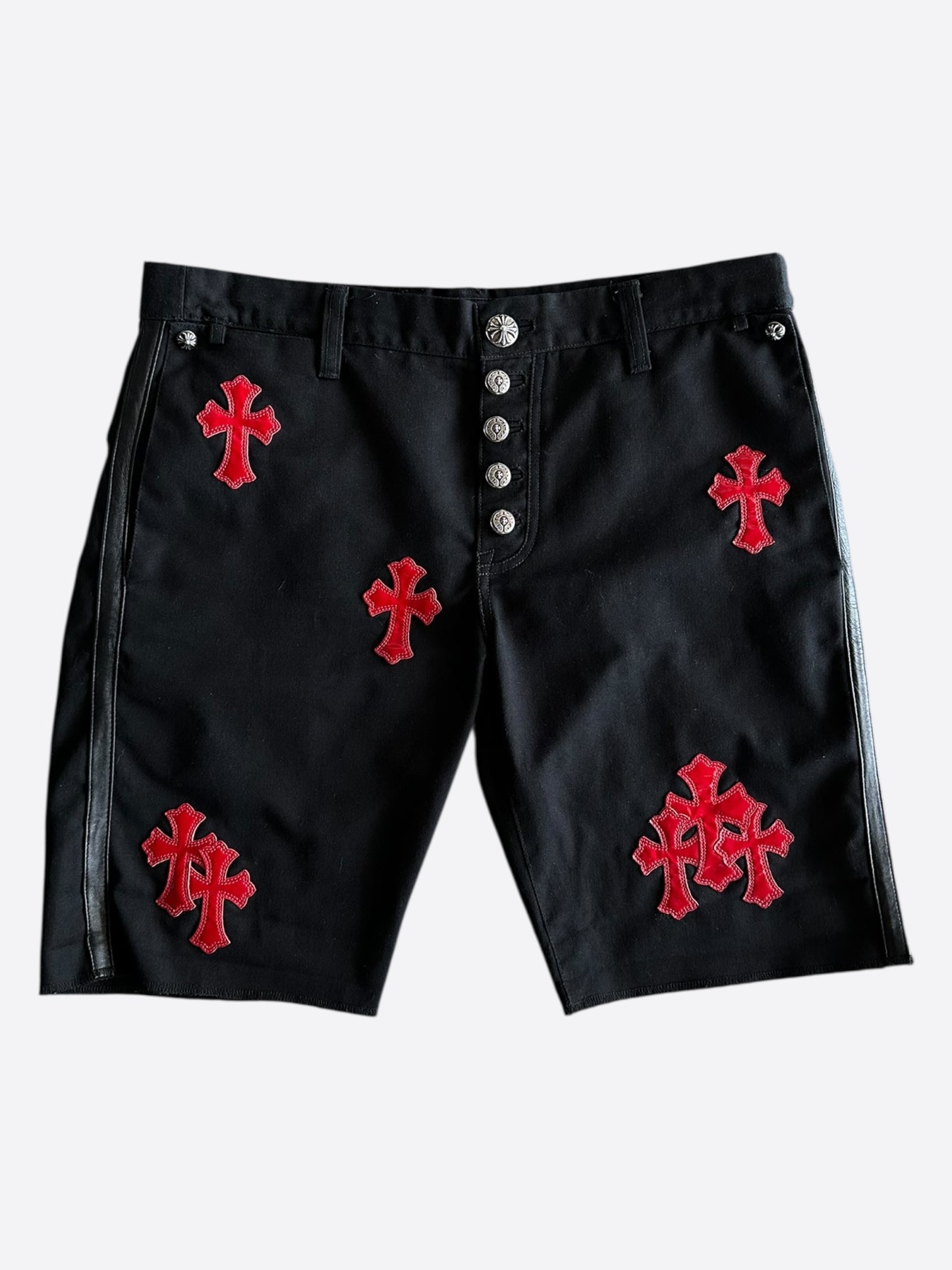 Chrome Hearts Black & Red Cross Patch Shorts