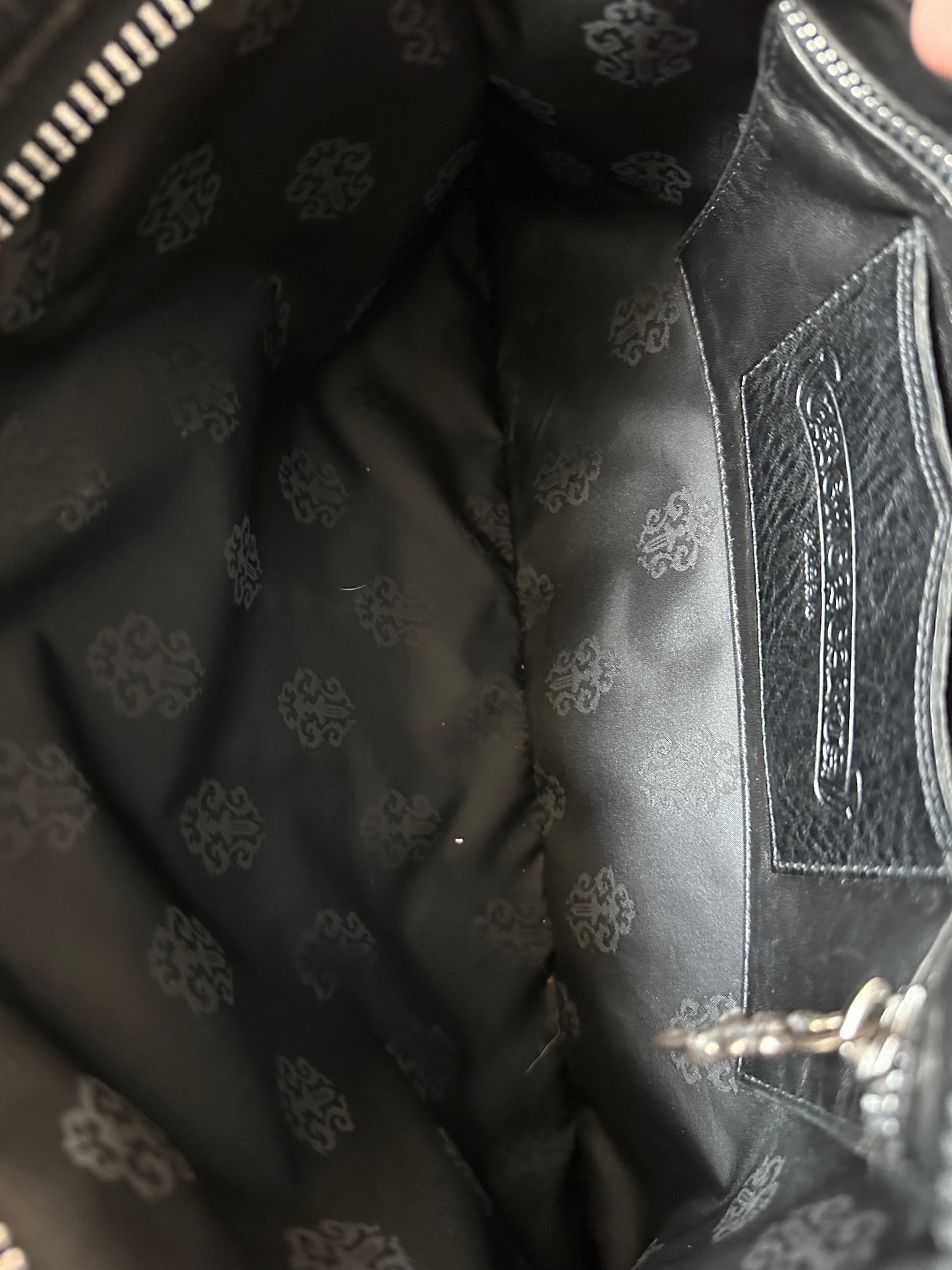 Chrome Hearts Black Fleur Leather Pouch
