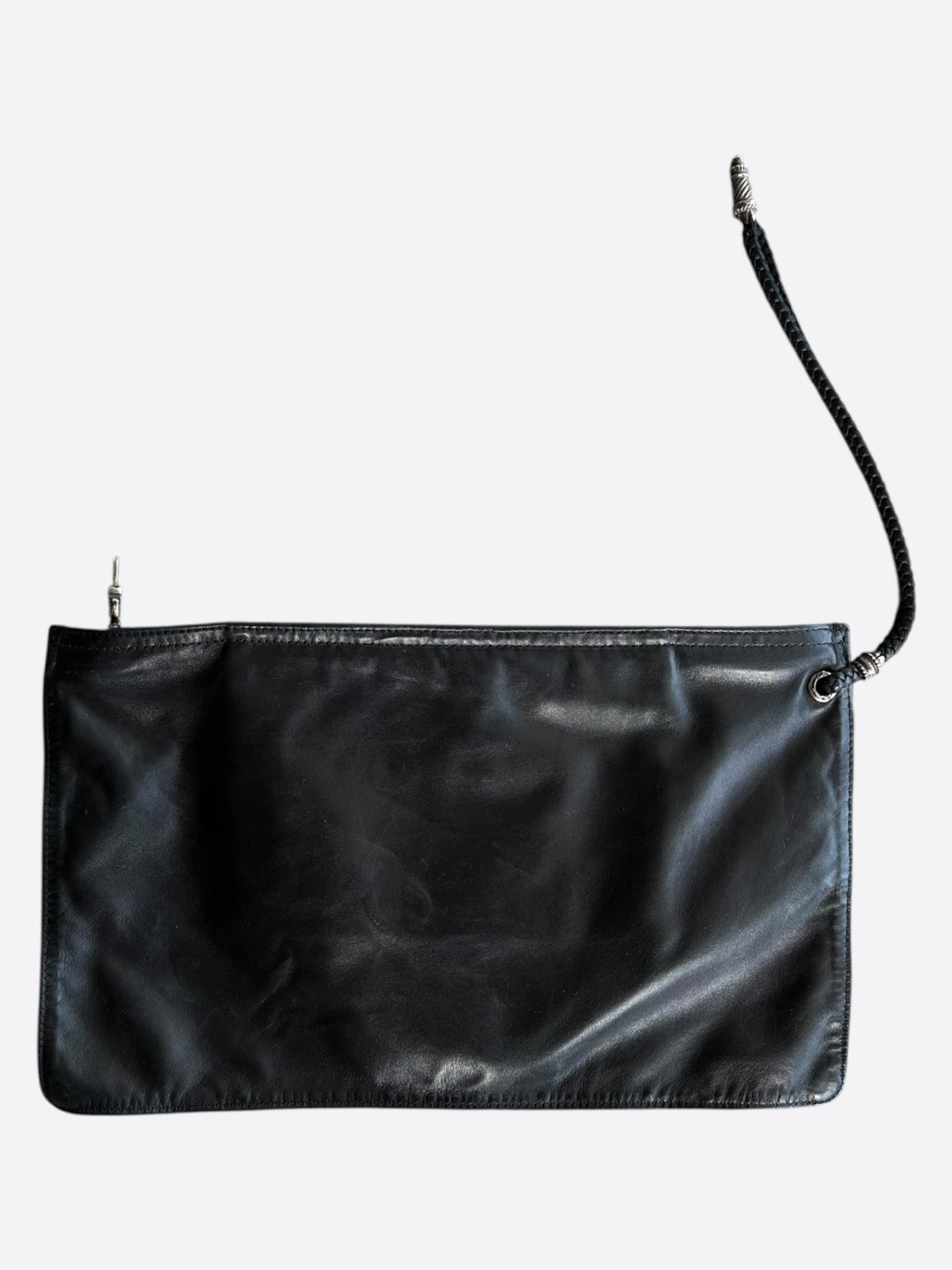 Chrome Hearts Black Fleur Leather Pouch