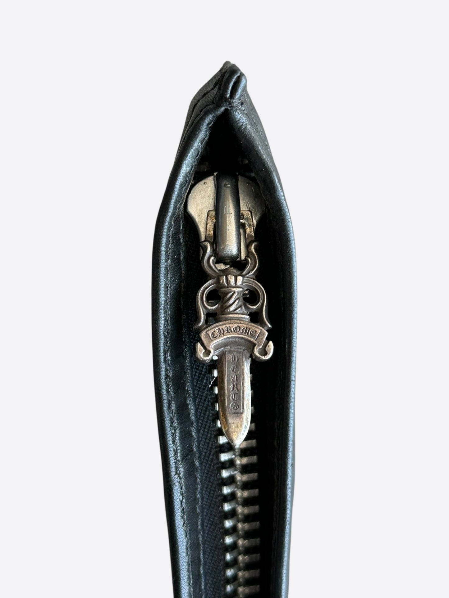 Chrome Hearts Black Fleur Leather Pouch