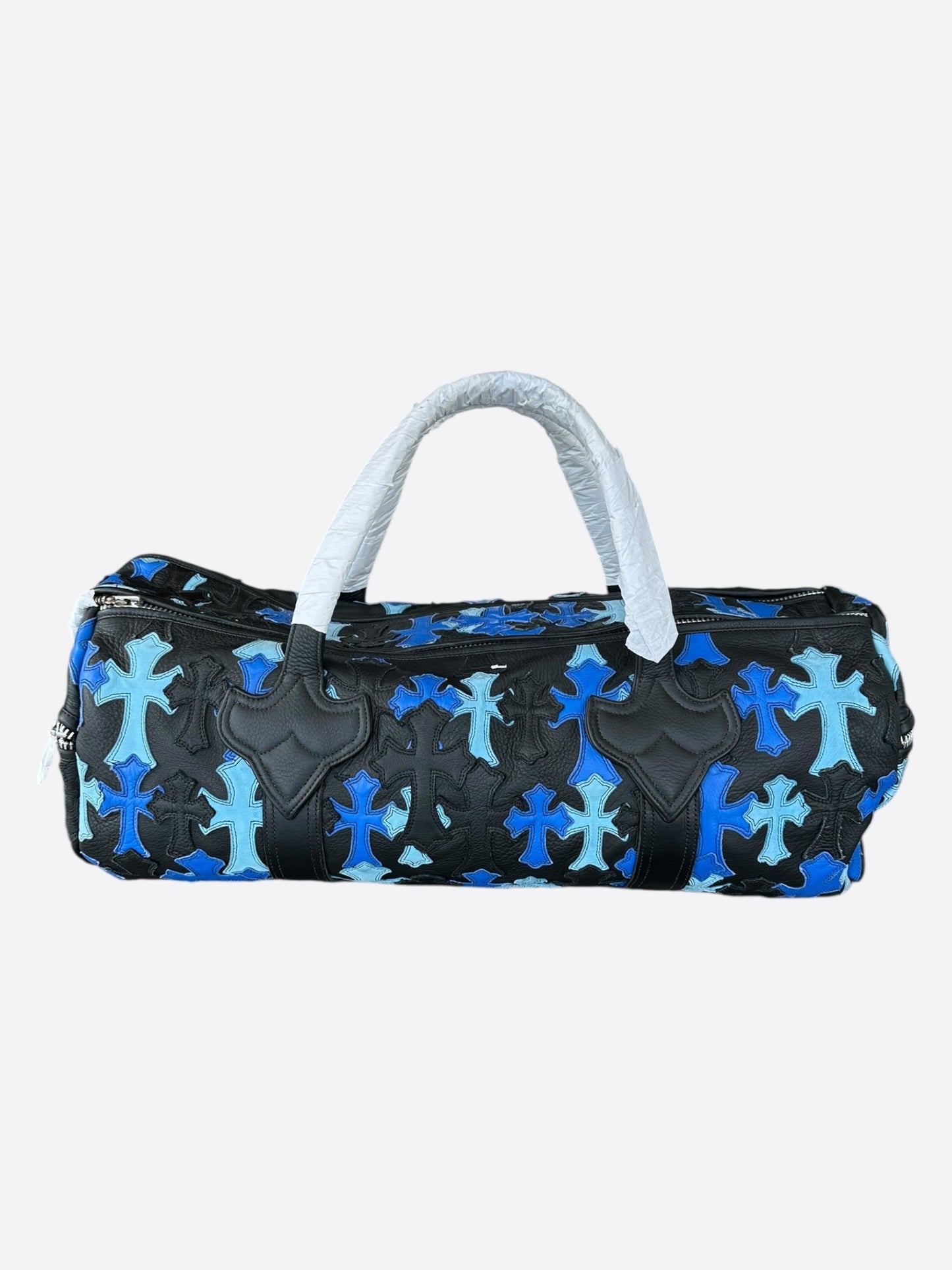 Chrome Hearts Black & Blue Leather Cross Patch Duffel Bag