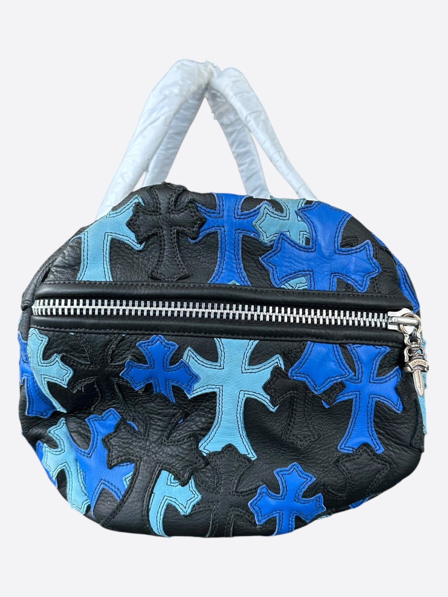 Chrome Hearts Black & Blue Leather Cross Patch Duffel Bag