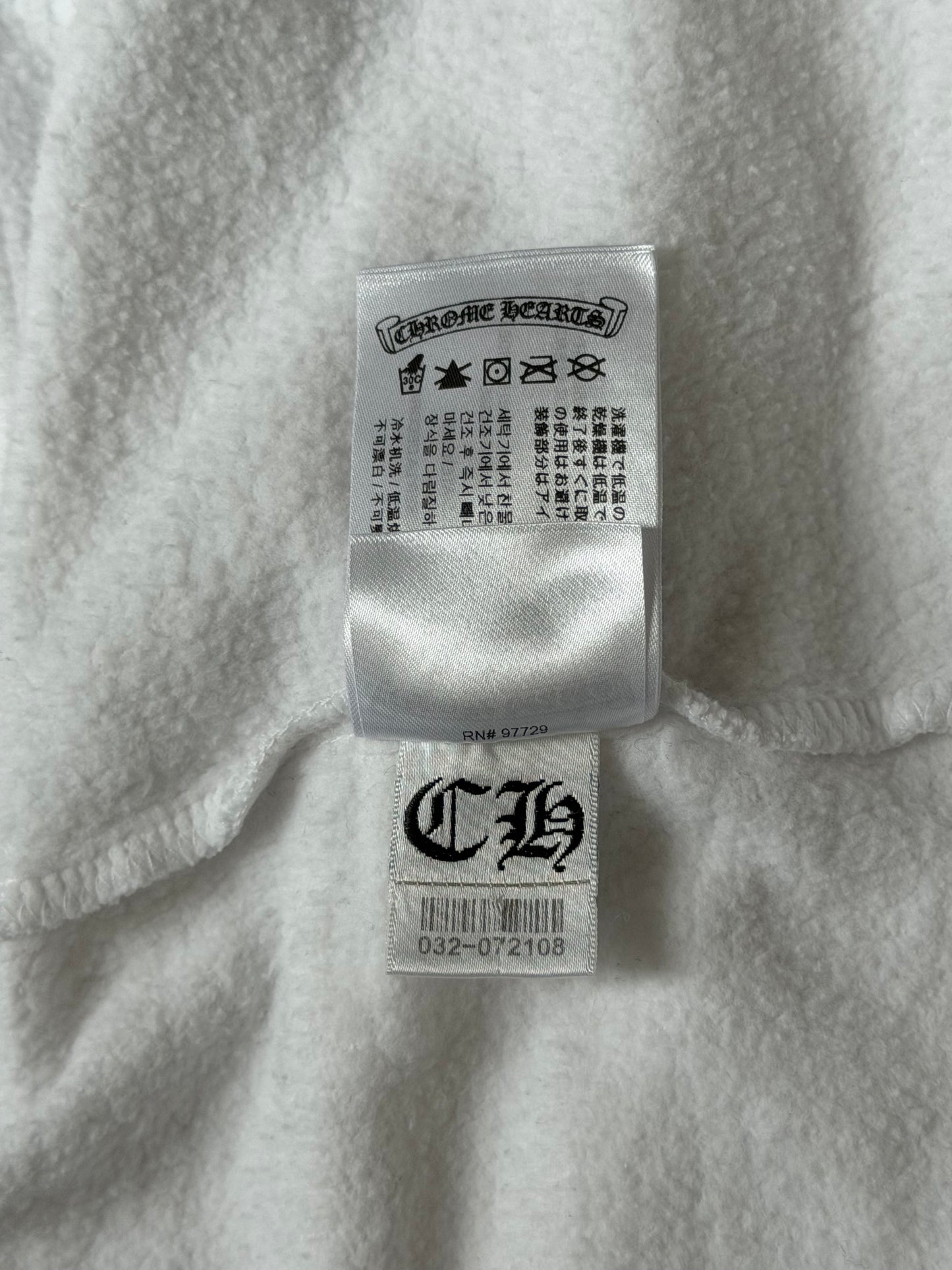 Chrome Hearts White & Black Horseshoe Logo Zip Up Hoodie
