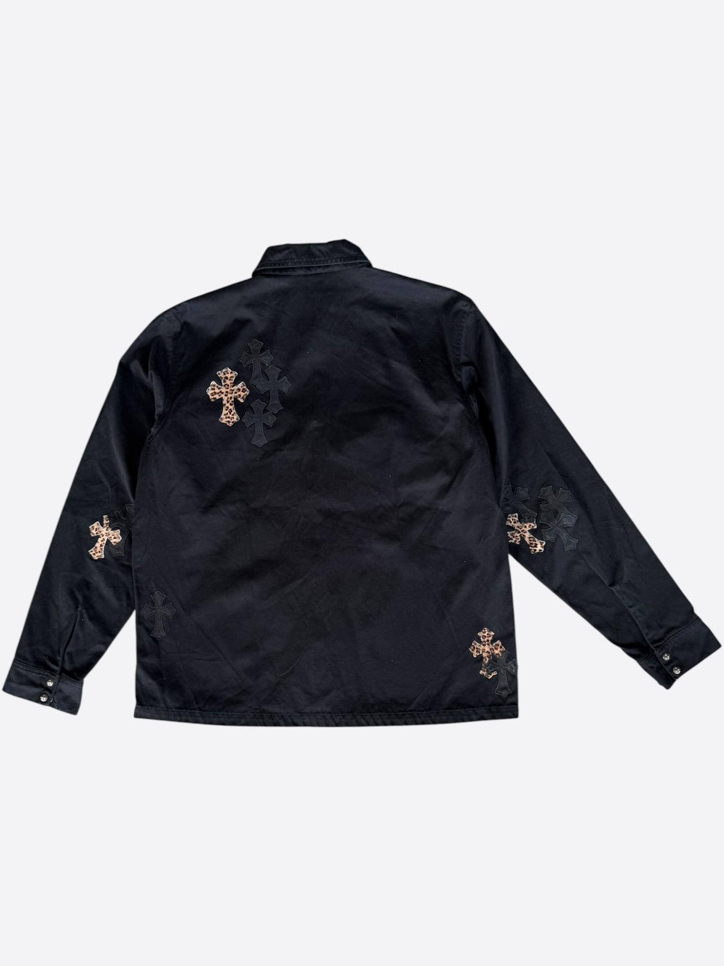 Chrome Hearts Black & Cheetah Cross Patch Work Dog Jacket